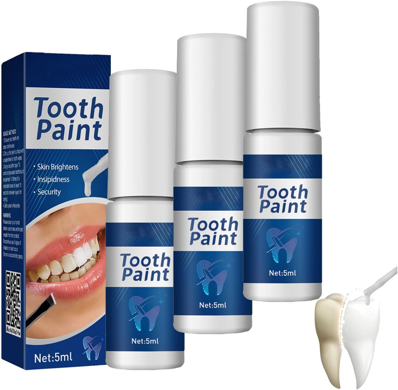 Instant Teeth Whitening Paint, Tooth Cleaning Coating Is Gentle and Non Irritating Reducing, Stain Removal, Instant Whitening Dental Lacquer, Effective Teeth Whitening Essencing Gel Pens (2Pcs)