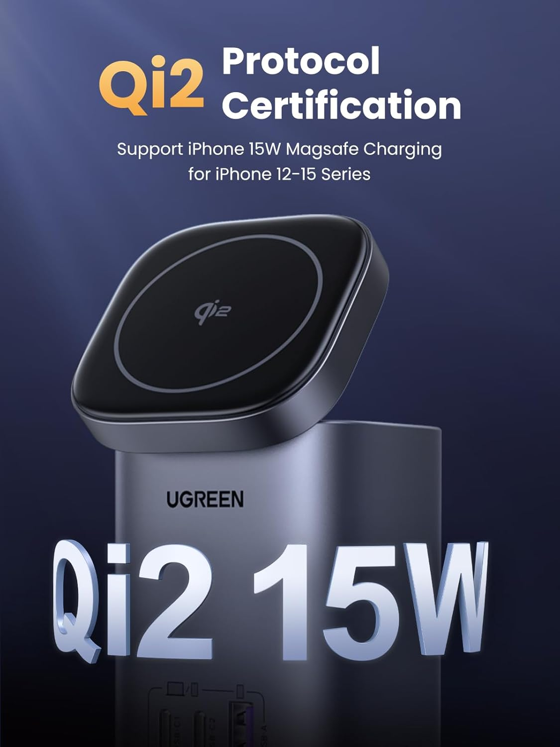 UGREEN 100W USB C Charger with Qi2 15W Magsafe Magnetic Charger 4-In-1 Nexode Gan Power Adapter Wireless Charging Station with Stand for Macbook Pro, XPS, Iphone 17 Pro Max, Galaxy S25 Ultra PPS 45W image number 5