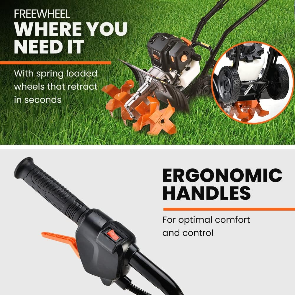 Plantcraft Cultivator Tiller Petrol 46Cc OHV 4-Stroke Engine with 6 Blades, 15 Inch, 24 Tines, Titan 9 image number 3