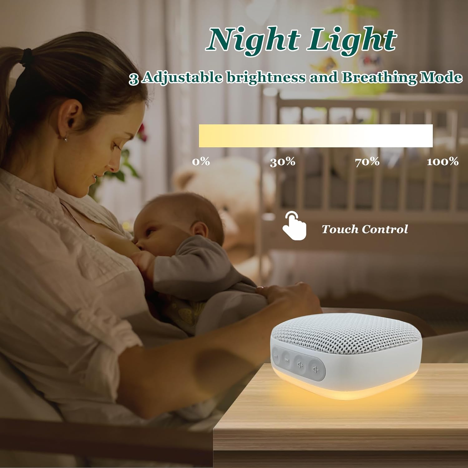 Portable White Noise Machine, 52-Hour Lasting Travel Sound Machine with Headphone Jack, 20 Soothing Sounds, Adjustable LED Light, 3 Timer Modes & Memory Function, Promotes Deep Sleep for Baby, Adults image number 1
