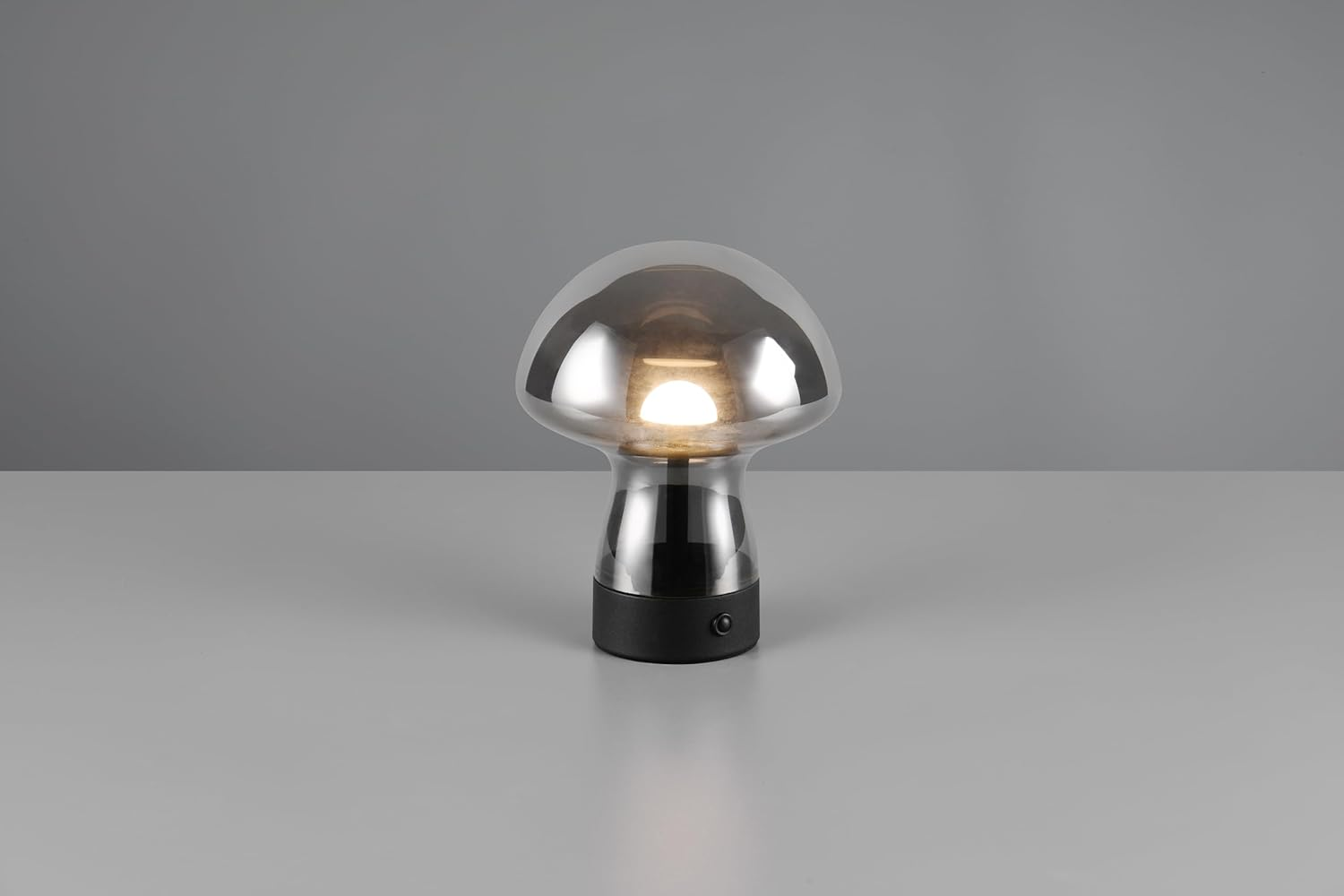 Reality Leuchten Dooley R54981154 LED Battery-Powered Table Lamp Metal Black Matt Glass Smoky-Coloured Includes 1.5 Watt LED, 4-Way Touch image number 4