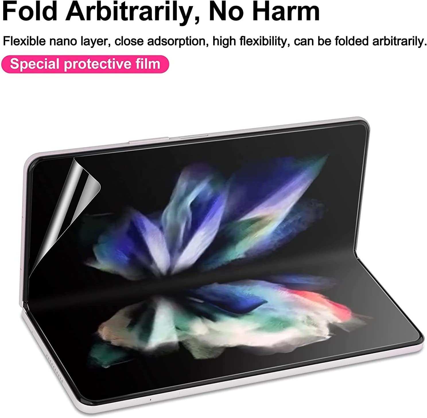 [3+3] Hydrogel Screen Protector for Samsung Galaxy Z Fold 4 5G, Electro-Weideworld Scratch Resistant HD Clear TPU Screen Protector, Support Fingerprint Unlock image number 3