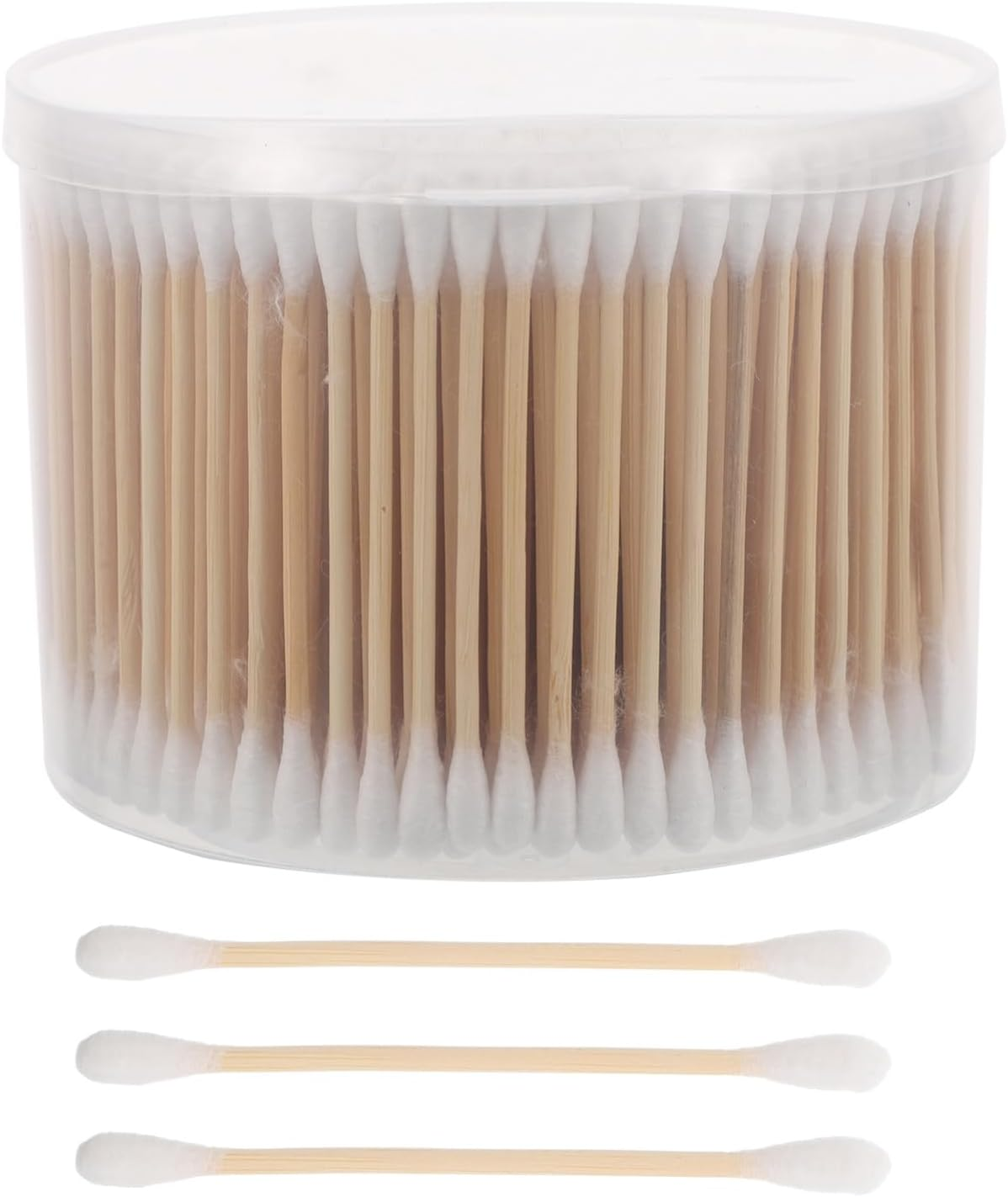 Healvian 500Pcs Wooden Cotton Sticks Makeup Ear Cleaning Buds Soft Cotton Swab Reusable Safety Buds Travel Pack for Home Travel image number 1
