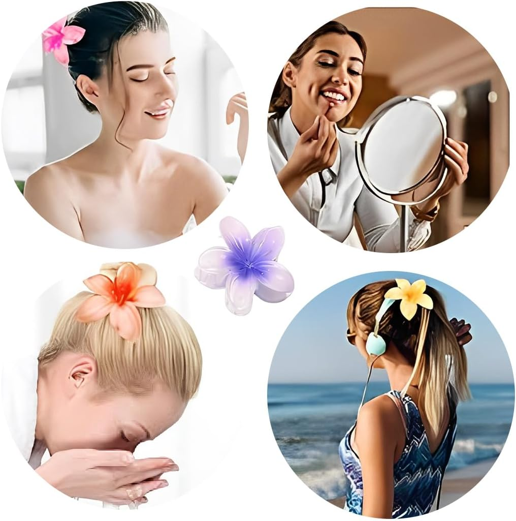 XUZOPIM Pack of 6 Flower Hair Claw Clips for Women, Preppy Flower Hair Clip, Hawaiian Plumeria Hair Clip, Hawaiian Hair Accessories for Thick Hair, Gifts for Women, Teen Girls
