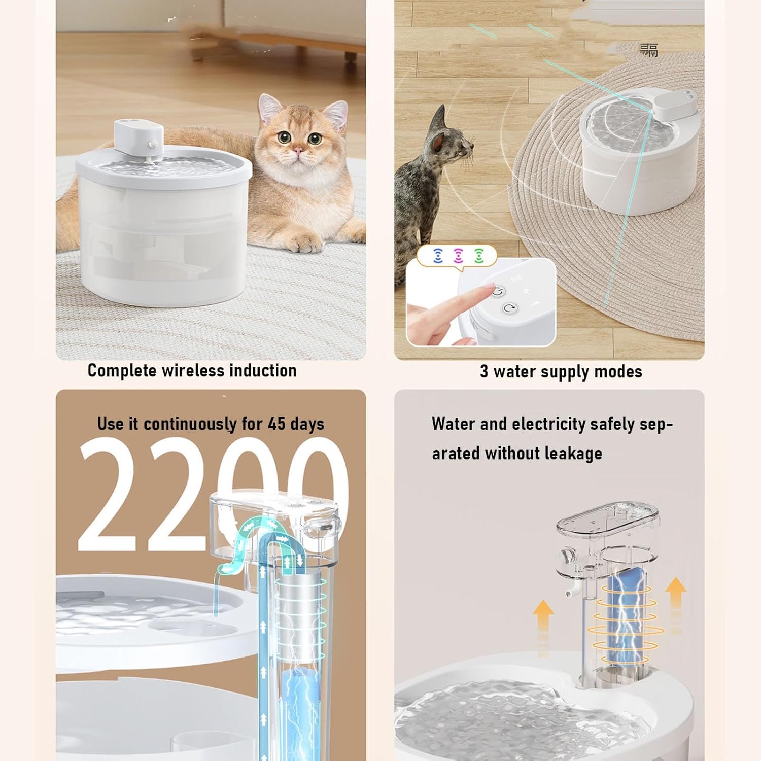 Generic Cat Water Fountain, 2.5L Automatic Pet Water Fountain Quiet Circulating Dog Dispenser with Filters, Easy Cleaning Drinking for Cats, Dogs Small Animals image number 5