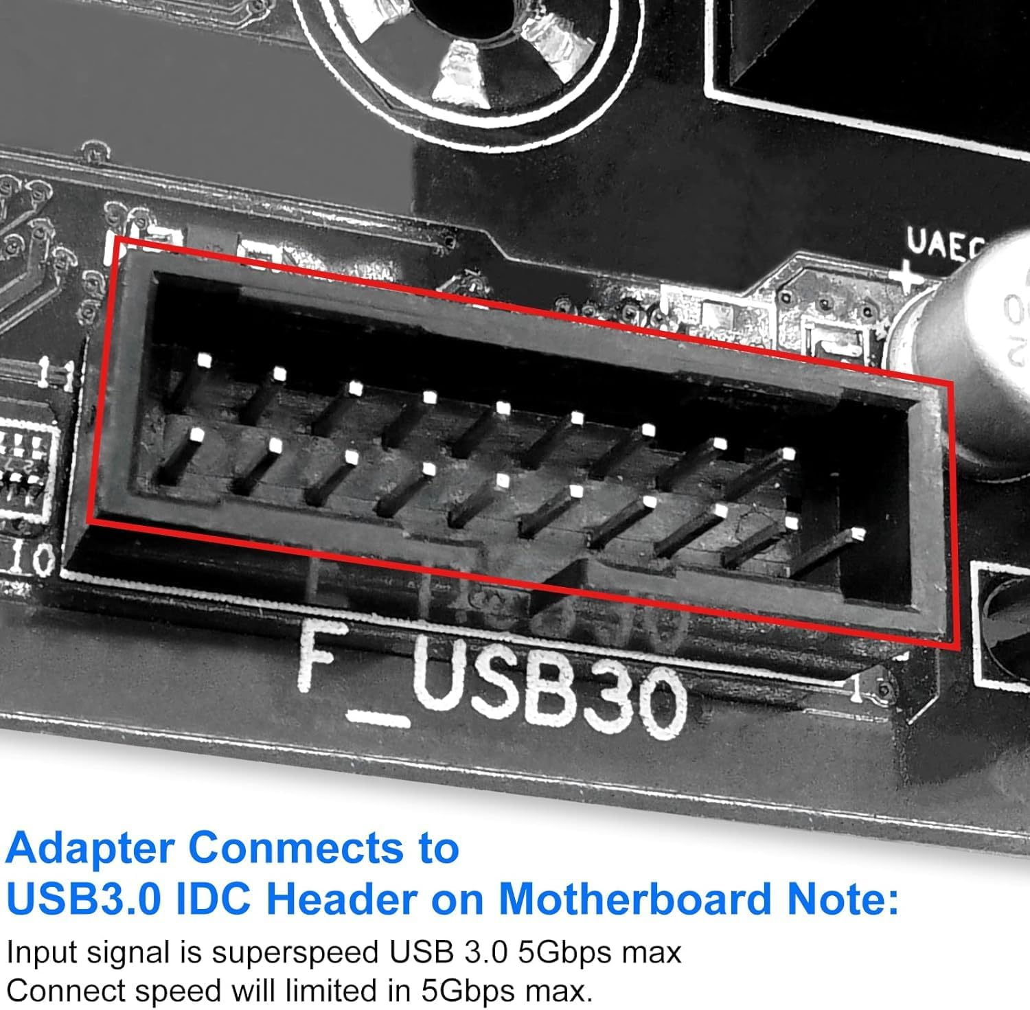 BEANPRECOY Vertical USB Front Panel Adapter - Internal USB 3.1 Type-E to USB 3.0 20 Pin Header for USB Type C Mount image number 6