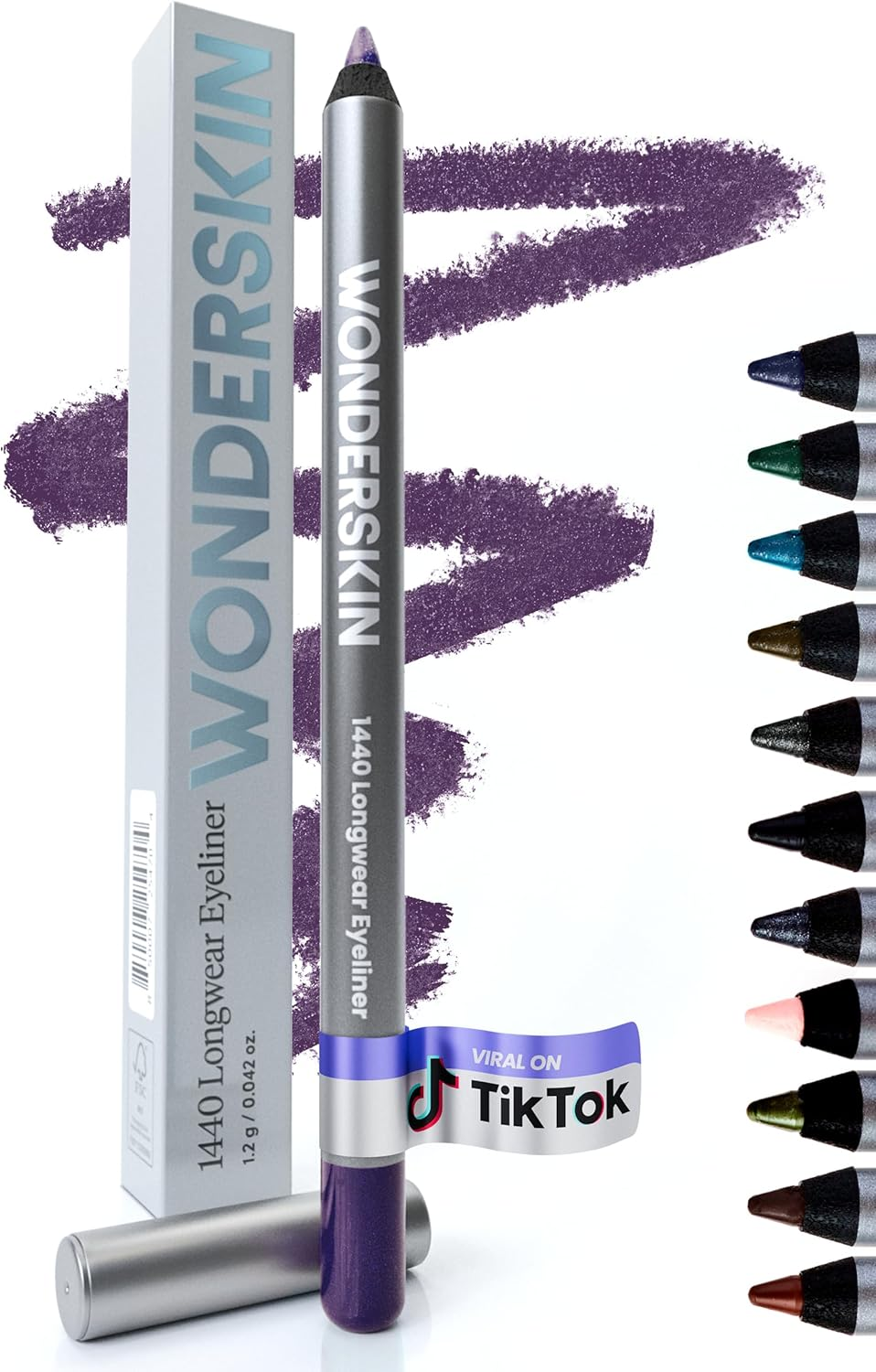Wonderskin Eyeliner Pencil, 1440 Longwear Purple Eyeliner Pencil - Waterproof, Sharpenable & Smudge Proof (Blueberry)