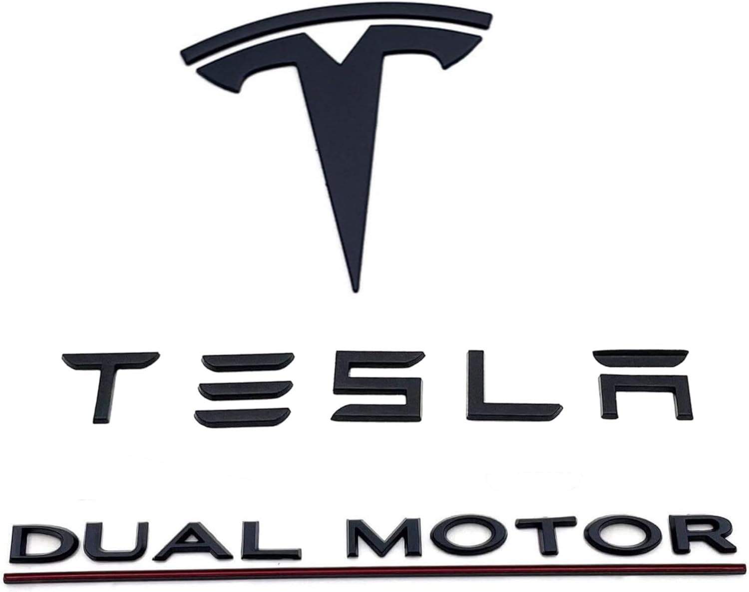 Metal T Logo Tesla Letters Performance Ludicrous Emblem Logo Decal Sticker Front Rear Tailgate in Matte Black for Tesla Model Y Juniper Launch Edition (T Logo & Tesla Letters & Juniper)