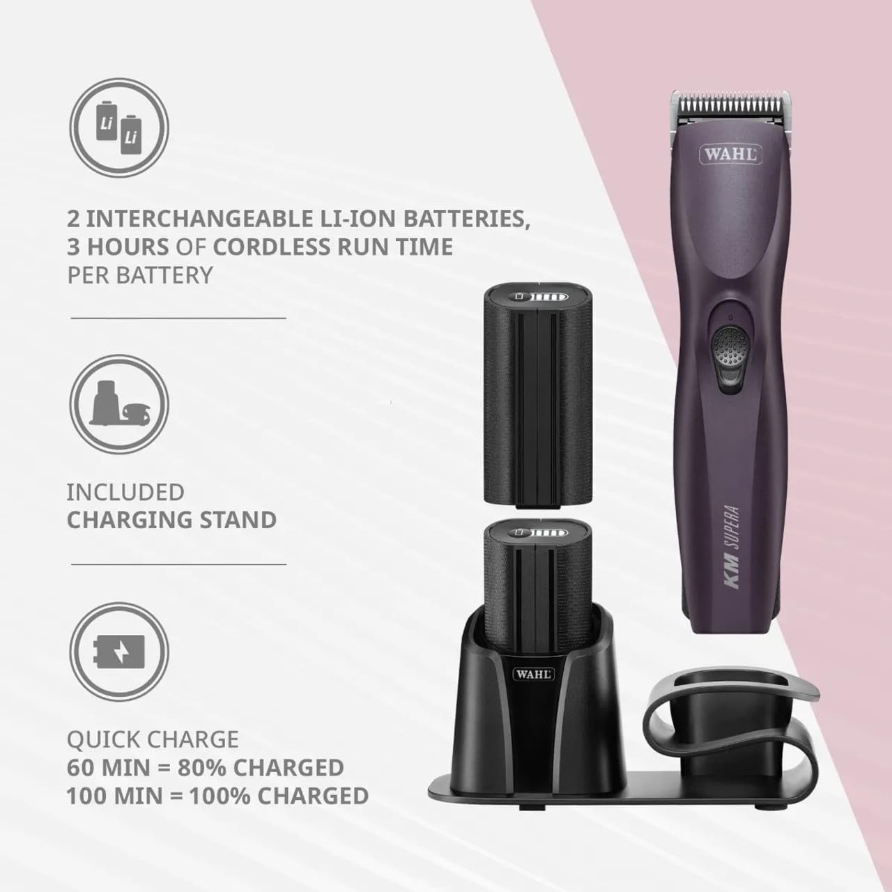 Wahl KM Supera Cordless Animal Clipper - Burgundy