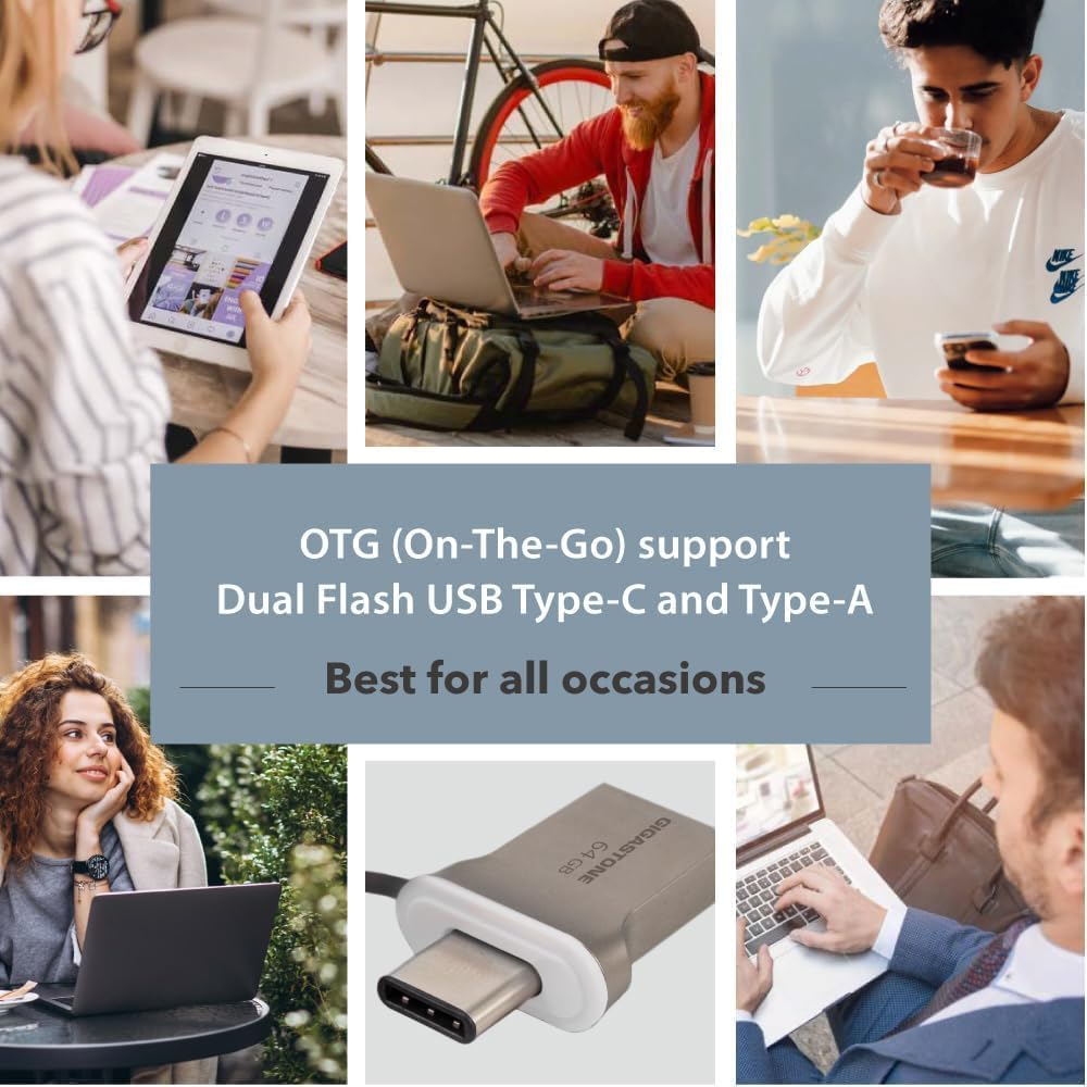 GIGASTONE Z50 256 GB 2 Pack, Dual OTG 2-In-1 USB Flash Drive, USB 3.2 Gen 1, Type C and Type a Connectors, Metal Design, Durable, USB 2.0/3.0/3.1 Compatible image number 2