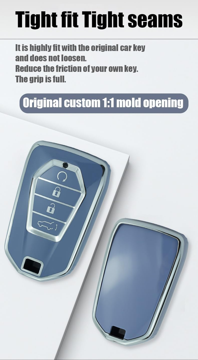 TECART Keyless Entry Remote Key Shell Cover Fit for Isuzu New MU-X X Series TPU Key Fob Protector Accessories 4 Button Black