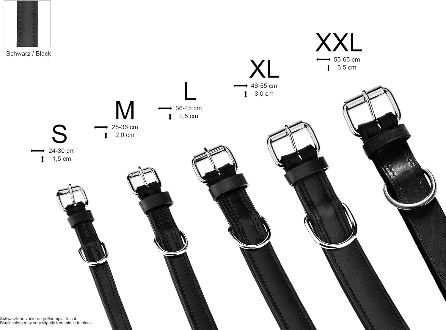 Schn&uuml;ffelfreunde Leather Dog Collar, Dog Collar for Large, Medium and Small Dogs, Leather Collar Padded, Robust (M - 28-36 Cm, Black)