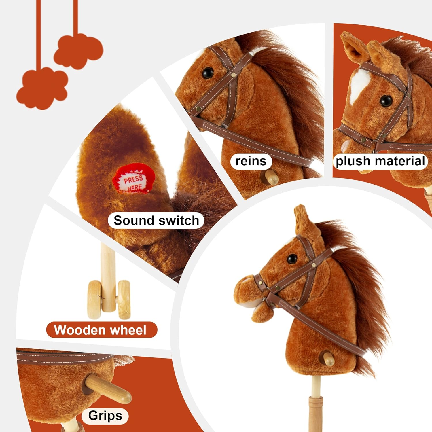 Morytale Plush Horse Riding 39Inch,Horse Provides Fun Pretend Play for Toddlers & Preschoolers， Clip-Clop Sounds image number 1