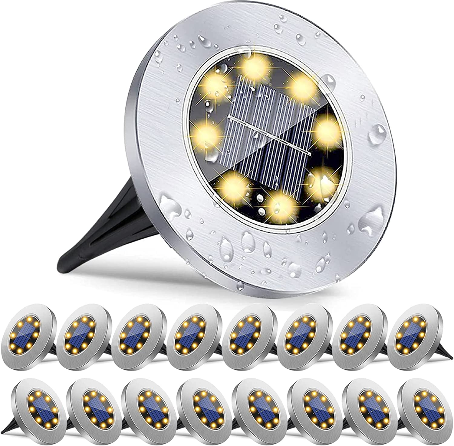 12 Pack Solar Lights Outdoor Waterproof, Solar Ground Lights, Waterproof LED Solar Lights Outdoor Garden Landscape Lighting, Solar Garden Lights Suitable for Lawn, Courtyard, Passage, Walkway, Patio