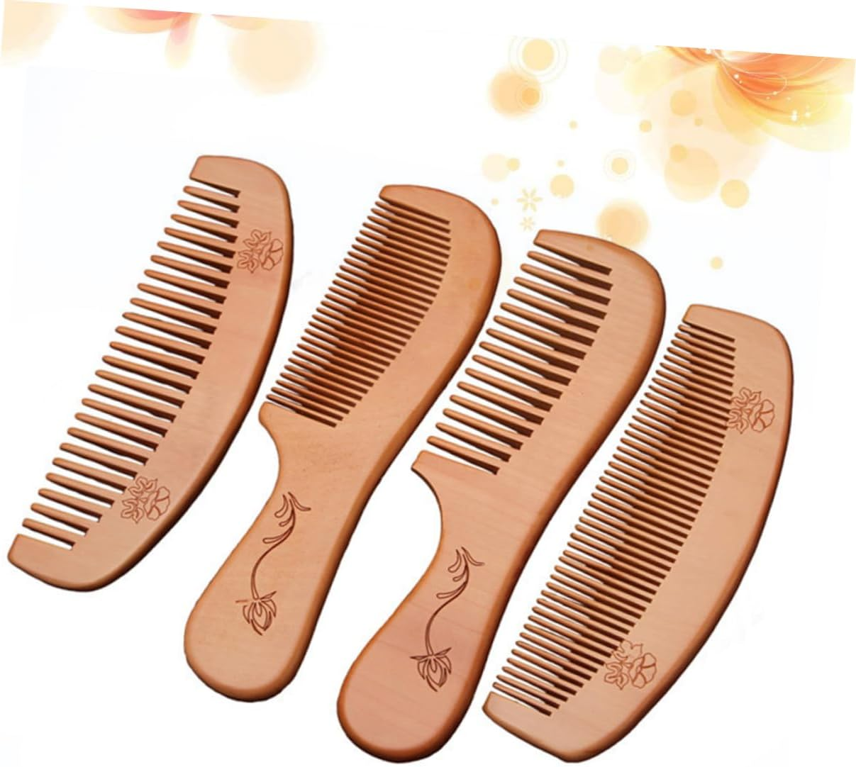HAKIDZEL 4Pcs Wooden Hair Comb Static Boys and Girls Frizz Comb Non Scratch for Scalp Massage image number 3