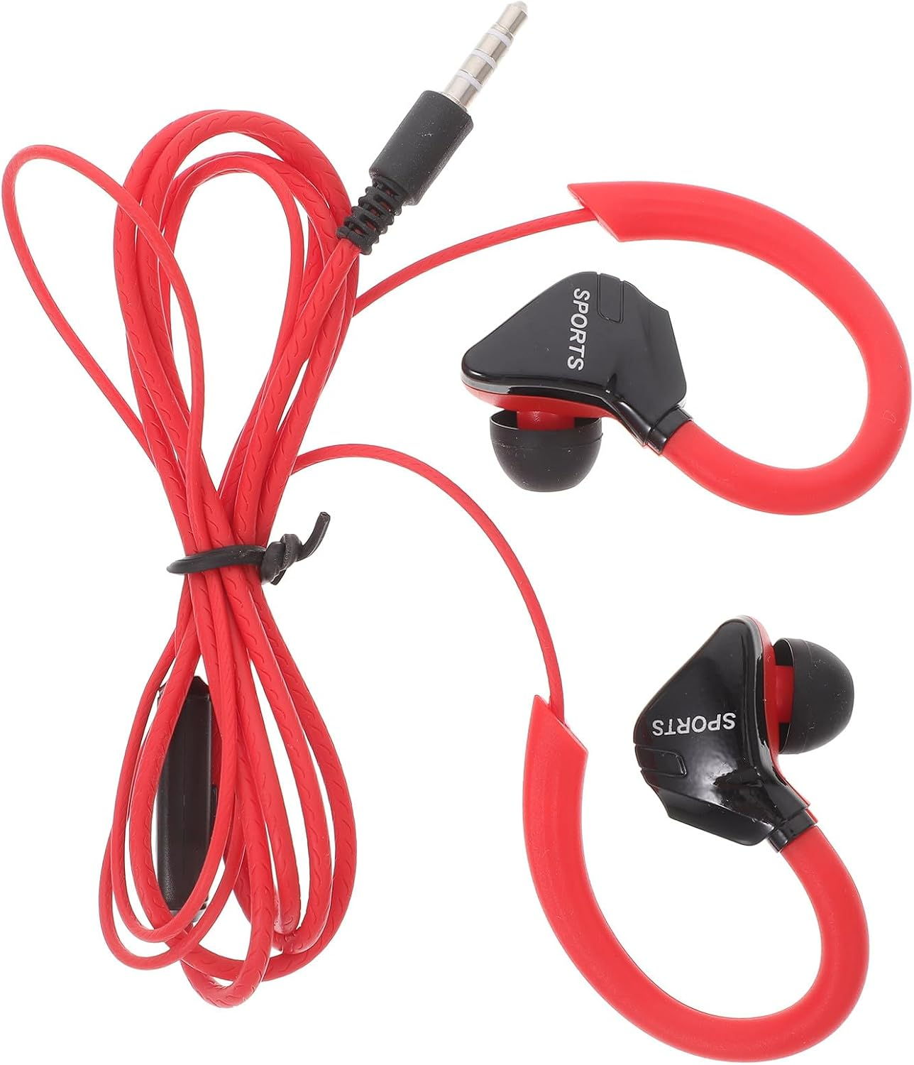 GRIRIW Wired Sports Earbuds with Ear Clip, Red Lightweight Headset with Inline Microphone, Bass-Enhanced Earphones for Running and Outdoor Use, Compatible with Smartphones image number 3