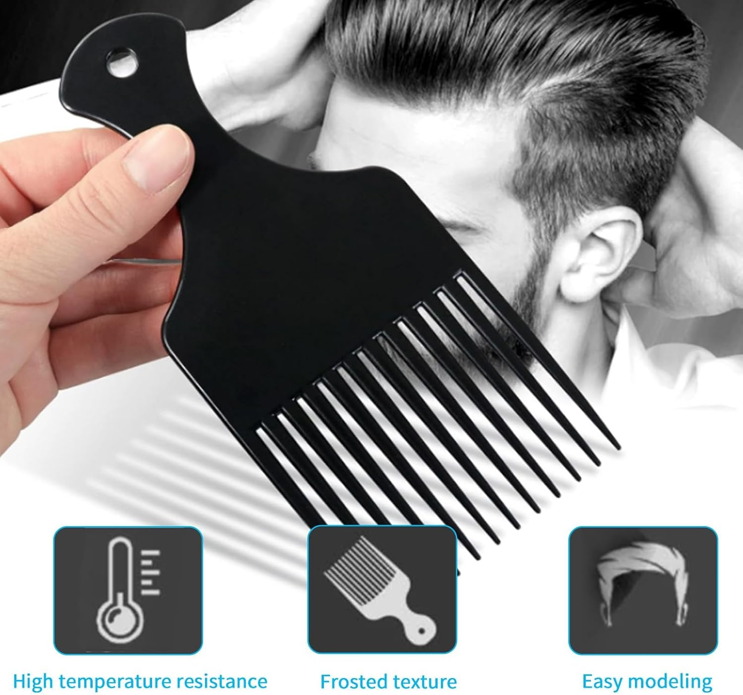 GVSS 3 X Afro Comb, Long Afro Kinky Hair Comb, Wide Flat Tooth Plastic Hair Comb, Hairdressing Tool for Styling and Detangling Curly and Tangled Hair image number 2