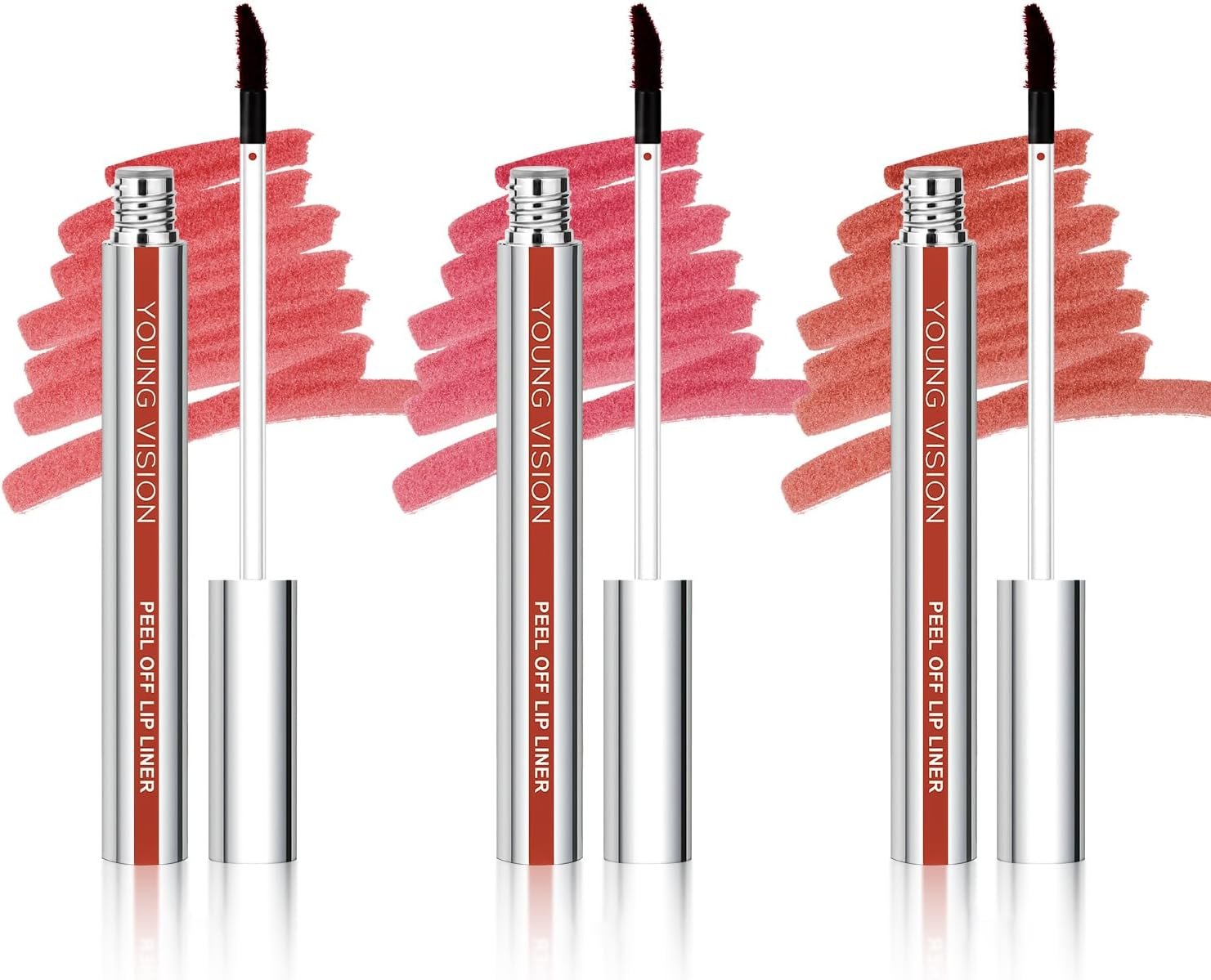 3Pcs Colors Peel off Lip Liner, Waterproof Matte Lip Gloss Long-Lasting Peel off Lip Tint, Non-Stick Cup Tattoo Magic Color Tint, Highly Pigmented Peel off Lip Liner(3Ml*3) image number 3