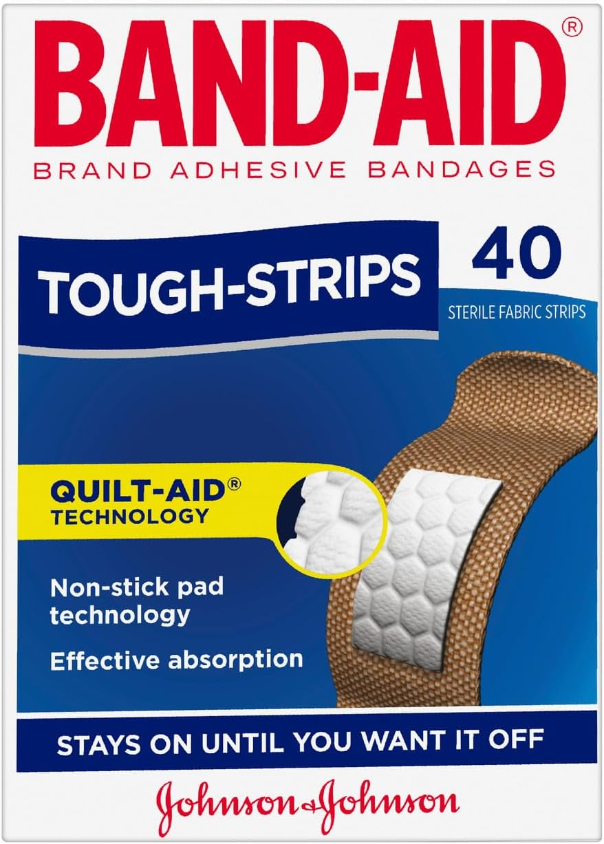 Band-Aid Waterproof Tough Strips 80 Pack |Non-Stick Pad Technology| Strengthened Protection| Super Stick