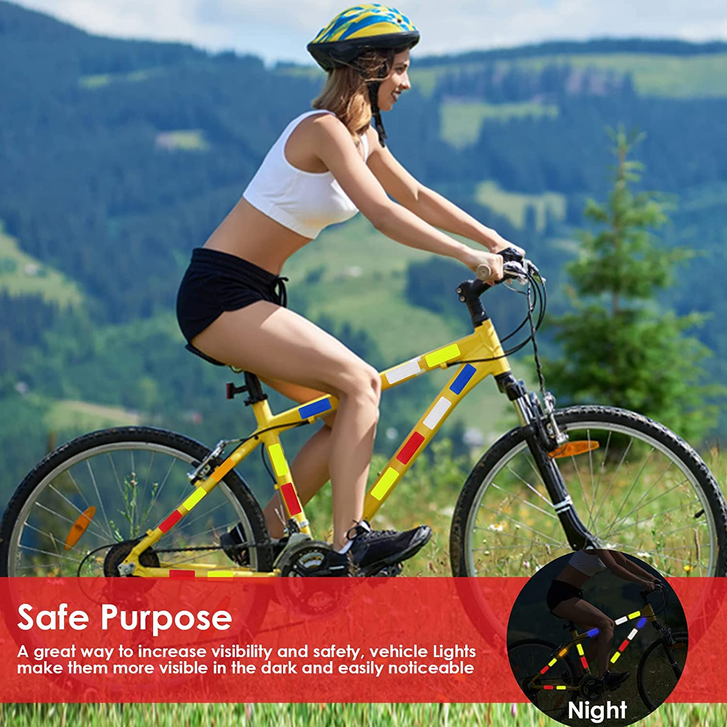 Abeillo 30 Safety Reflective Stickers, Warning Stickers - Stick-On Car Reflector Tape for Vehicle, Bicycles, Motorcycles, 1.18 X 3.25 Inch