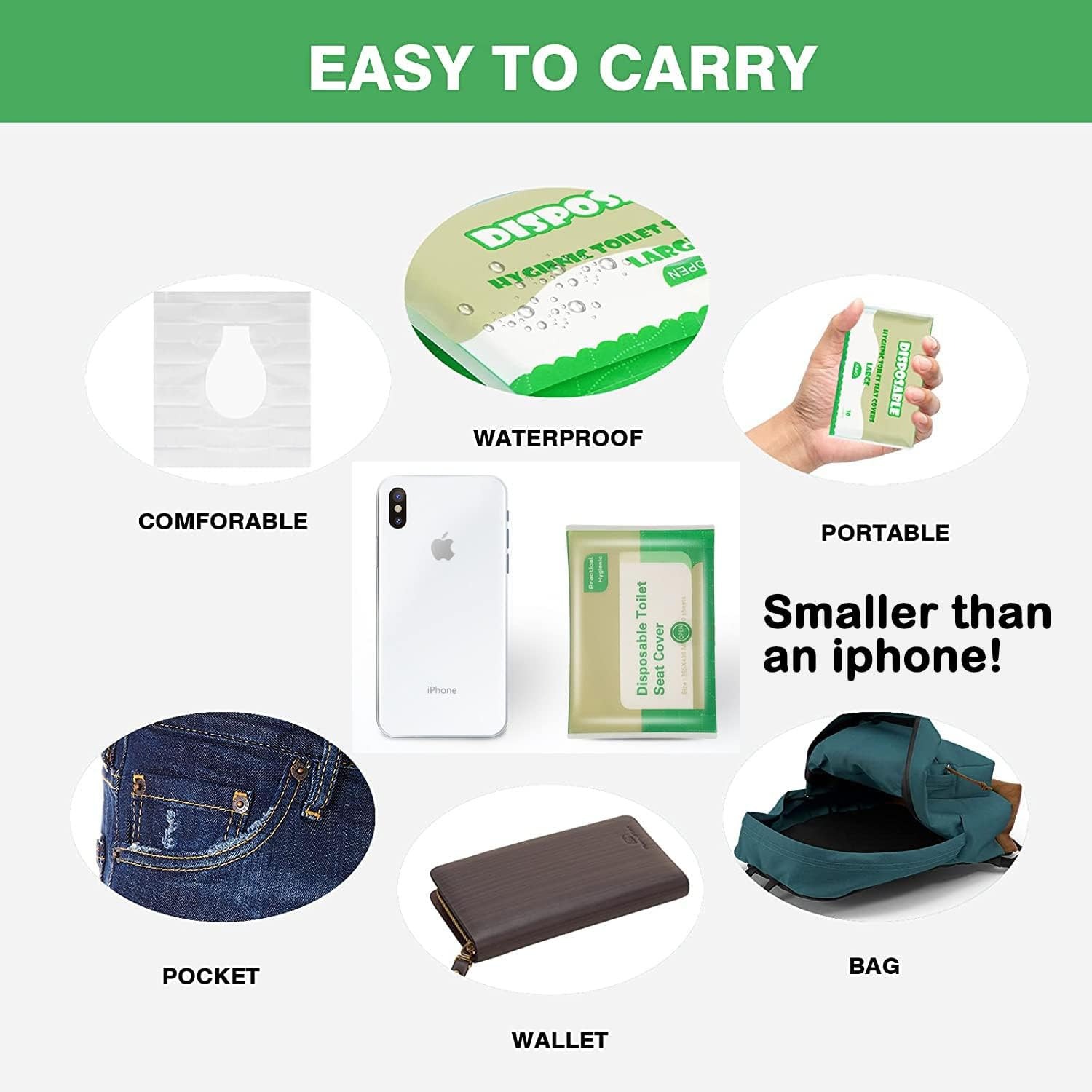 Toilet Seat Covers Disposable, Disposable Flushable Paper Toilet Seat Cover Portable for Adult and Kids' Potty Training, Travel Essential Accessories for Airplane, School, Camping, 50 PCS image number 5