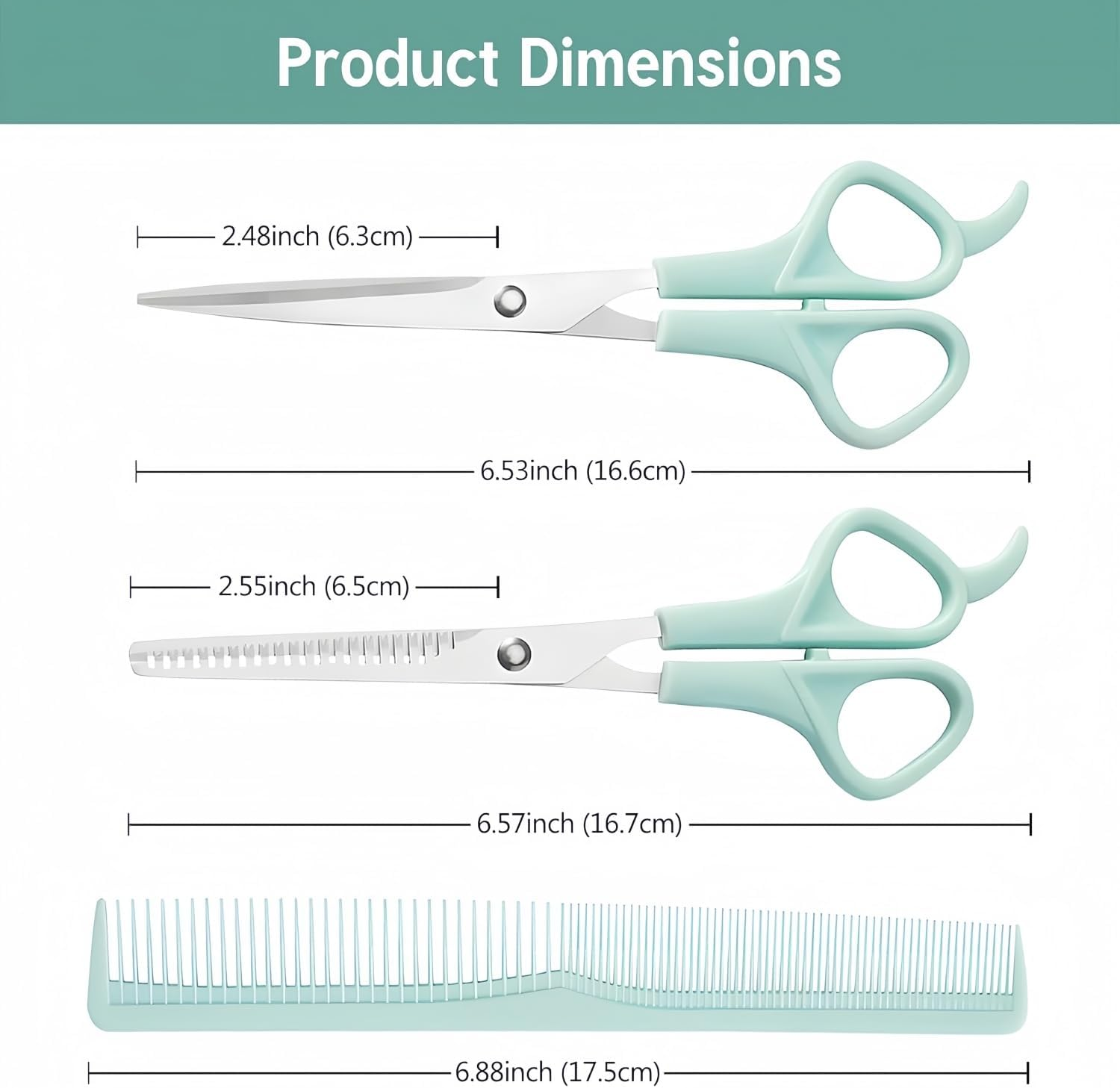 Professional Hair Scissors Set, Hairdressing and Thinning Shears with Comb, for Home, Salon, Barber image number 4