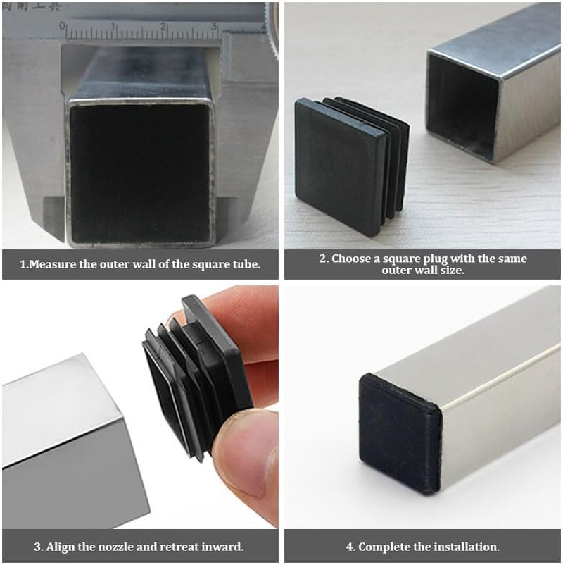 20 PCS 50X50Mm Chair Leg Caps, Plastic End Caps with Durable, Non Slip and Silent for Chair Feet, Table Leg, Pipe image number 4