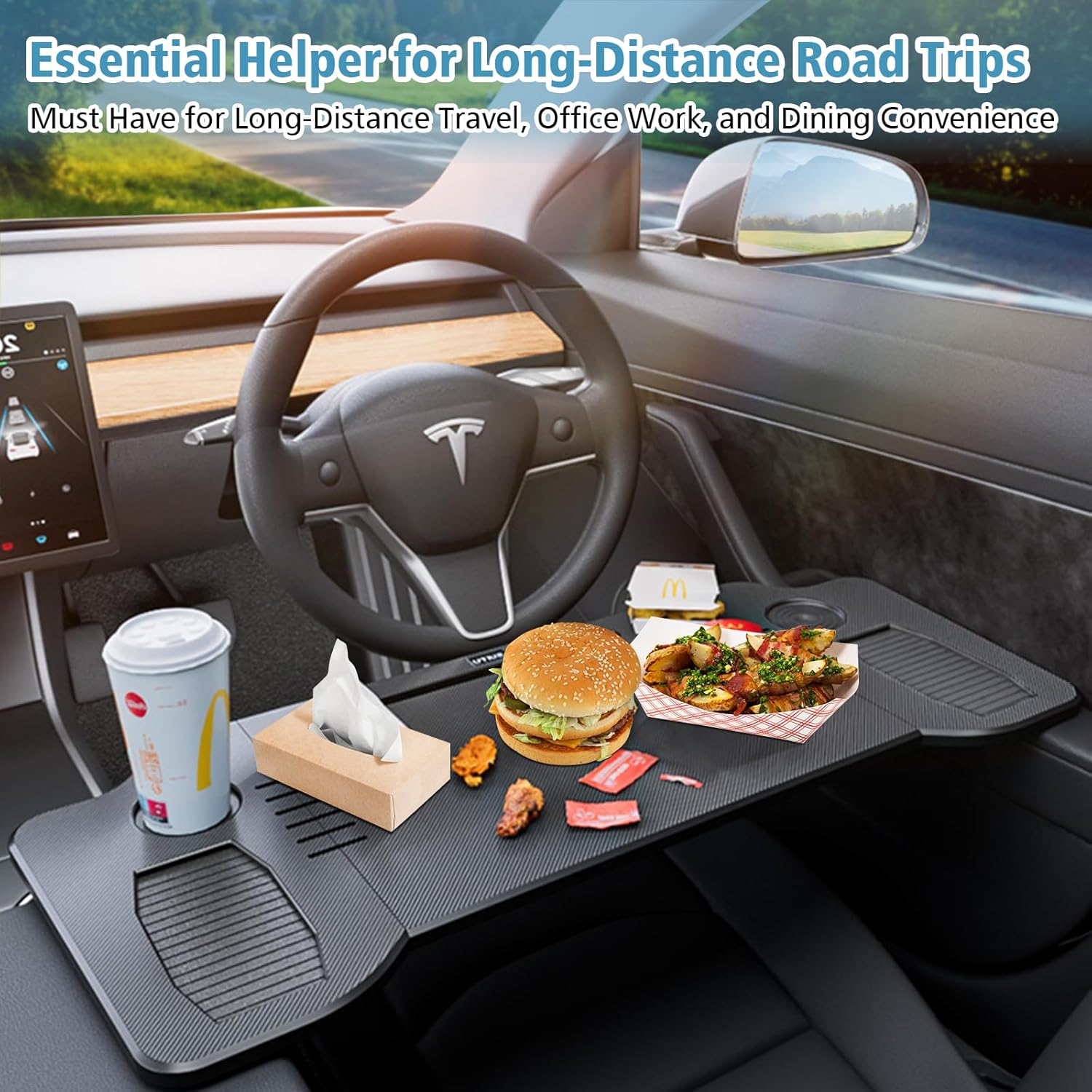 Goanywheel Car Desk Steering Wheel Tray, Foldable Car Table Tray, Steering Wheel Desk for Eating and Traveling, Upgraded Design image number 3