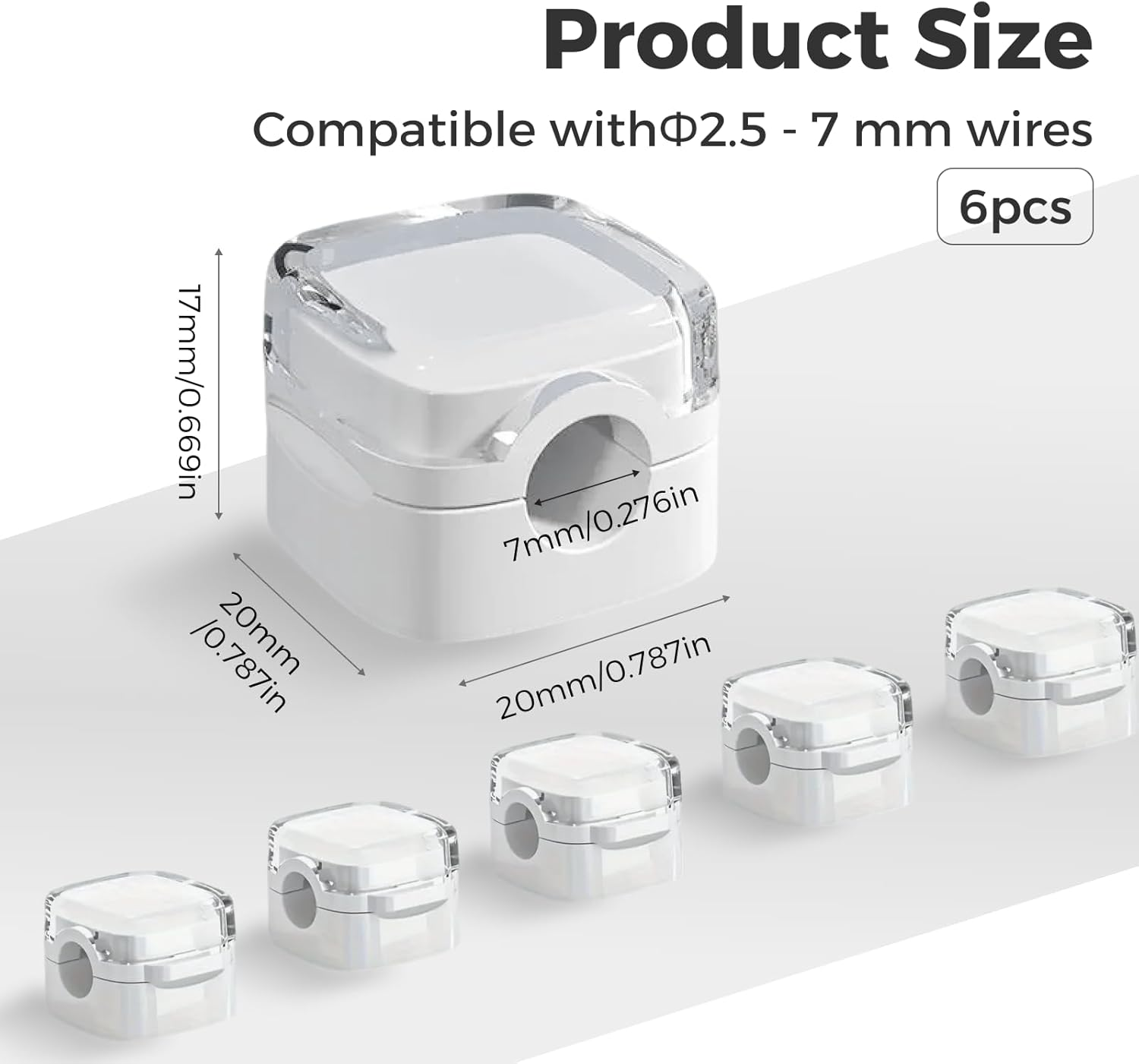 6-Pack Magnetic Cable Clips Organizer, Strong Adhesive Cord Holder, Wire Management System for USB Charger, HDMI, Power Cables, Ideal for Home, Office, Car, Desk, Wall, Kitchen, Nightstand, White image number 2