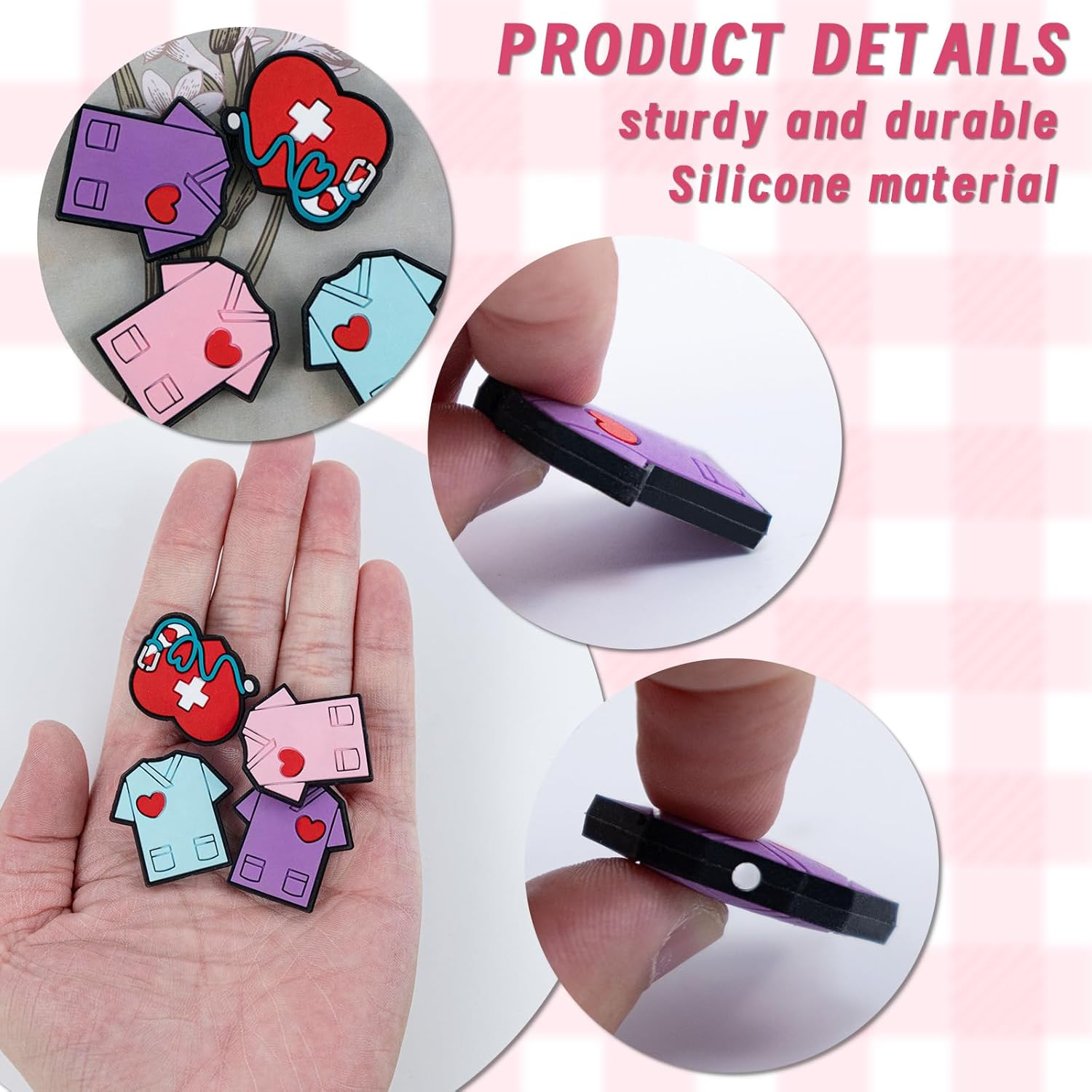 16 Pcs Stethoscope Silicone Focal Beads Nurse Colorful Silicone Focal Beads Bulk DIY Crafts Loose Spacer Beads for Keychain Jewelry Making Accessories Handmade Crafts image number 4