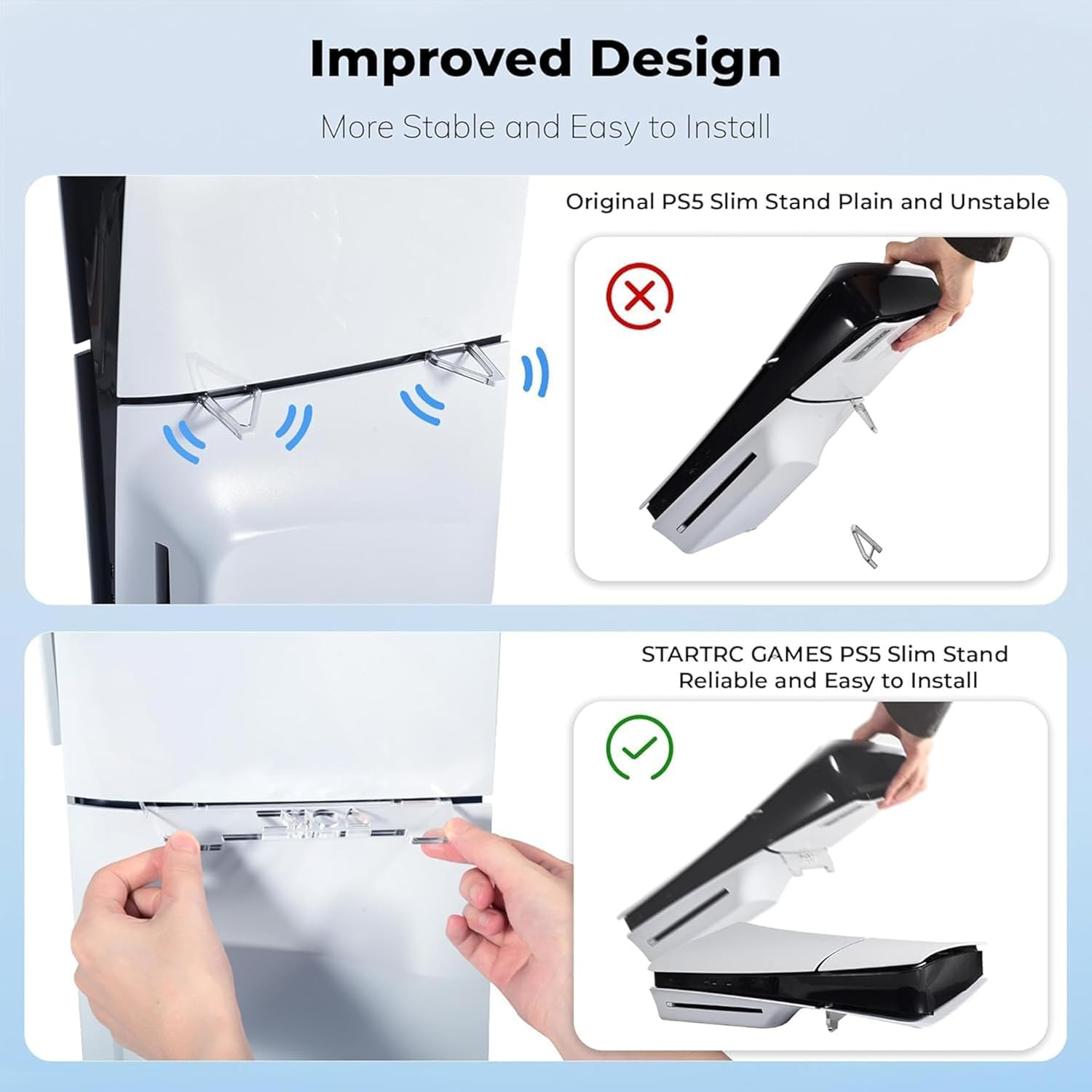 Horizontal Stand for PS5 Slim Console - Basic Bracket Accessories Compatible with Playstation 5 Slim Digital & Ultra HD Versions image number 6