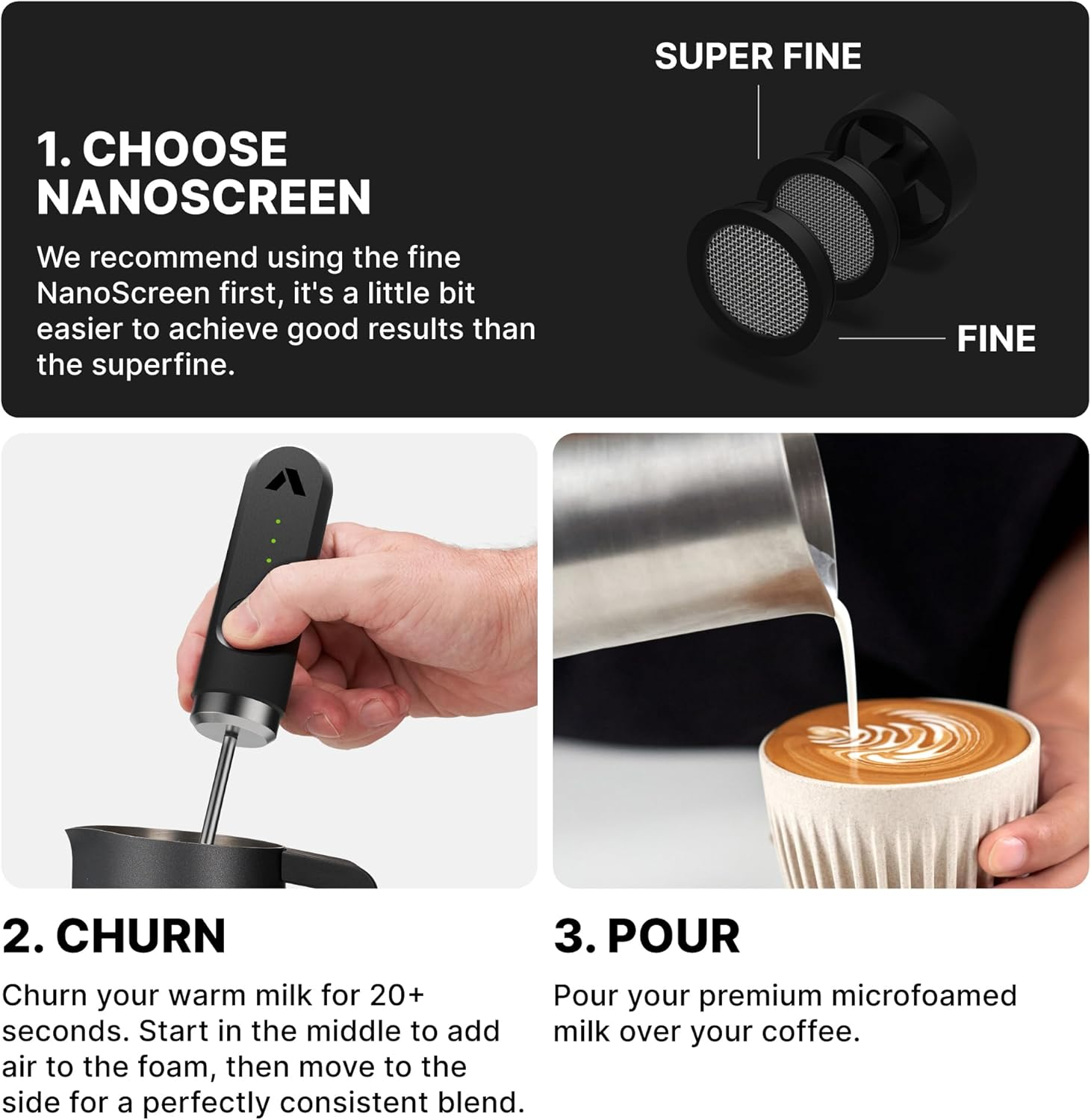 Subminimal Performance Milk Foamer - Nanofoamer Lithium Handheld Frother - Rechargeable, Dual-Speed - Microfoamed Milk in 30 Seconds, Barista-Style Coffee Drinks at Home - White Special Edition image number 1