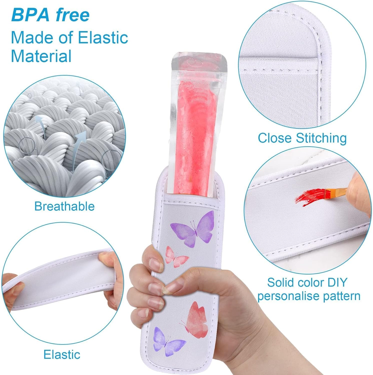 JANYUN 24 Pack Reusable Popsicle Bags Ice Pop Sleeves Antifreezing Sleeves (Multicolor)