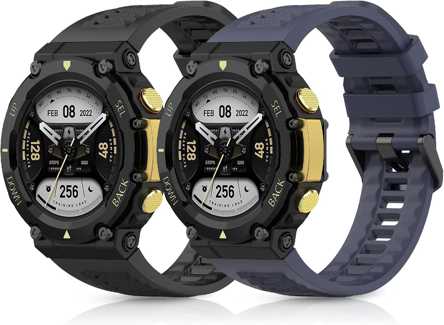 CHULN Pack of 2 Silicone Wristbands Compatible with Amazfit T-Rex 2, Adjustable Waterproof Replacement Wristband Sports Strap for Amazfit T-Rex 2