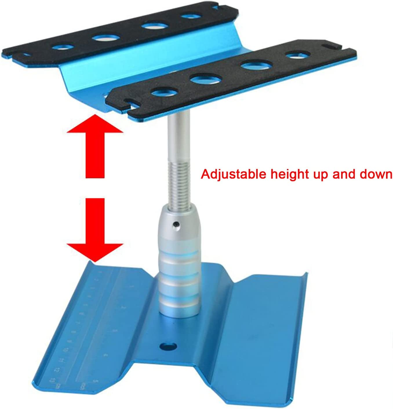 Lehom RC Car Work Stand Repair Station Hobby Tool Set Aluminum Alloy 360 Degree Rotation Lift Work Station for 1/8 1/10 Truck Buggy (Blue) image number 2