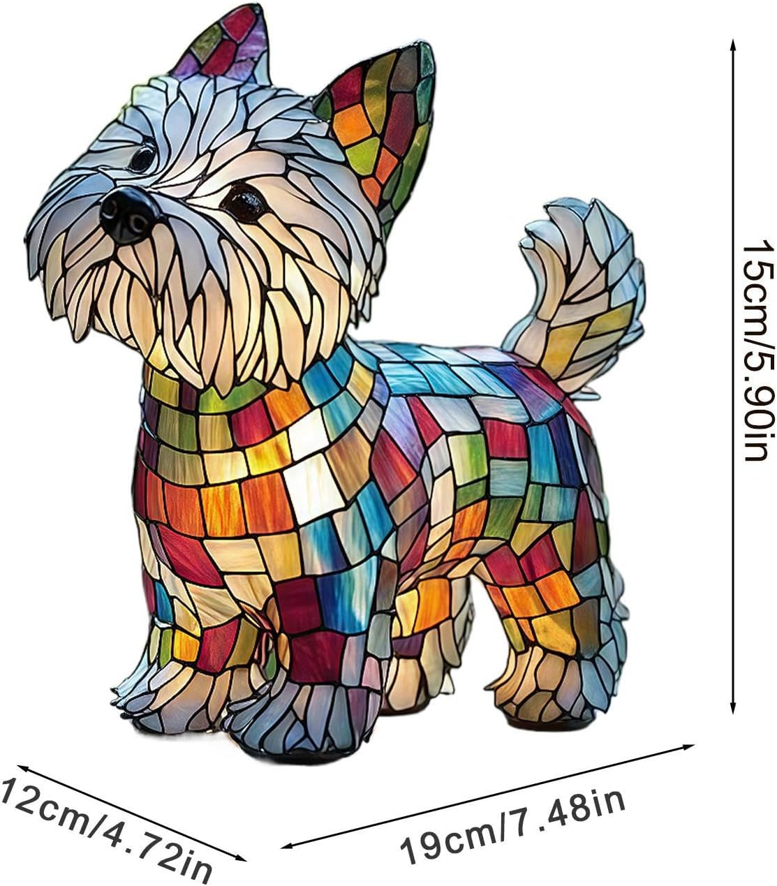 Dog Series Art Night Light, Retro Colorful Resin Dog Shaped Tabletop Night Light, Cute Animals Sculpture Ambient Nightlights, Pet Dogs Themed Led Bedside Lamps, Fun Present for Dog Lovers - Nishi Highlands image number 4