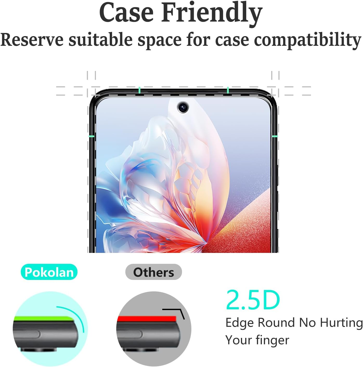 Pokolan 3 Pack Screen Protector for Motorola Moto G84 Tempered Glass, 9H Hardness, Case Friendly, anti Scratch, Bubble Free, Easy to Install image number 1