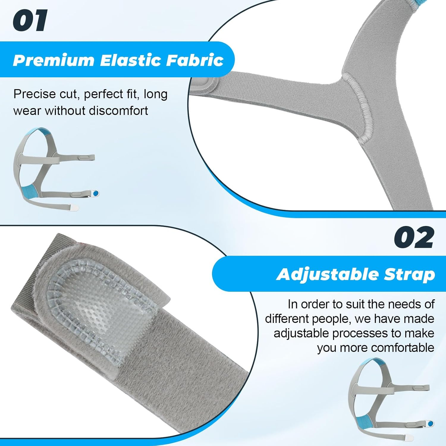 Alocs Large N20 Headgear Compatible with Resmed Airfit/Airtouch N20 Nasal Mask, N20 Full Face Mask Strap with Headgear Clips - 1 Pack image number 4