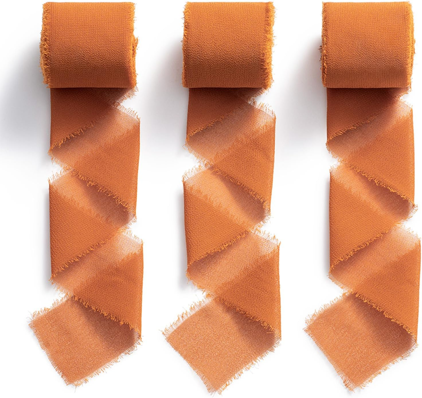 Chiffon Ribbon Decoration Handmade Wide Ribbon for Gift Wrapping for Wedding Birthday Valentine'S Day Party Decoration and Crafts DIY Projects,1.5 Inch X 7 Yd,Terracotta - Champagne image number 4