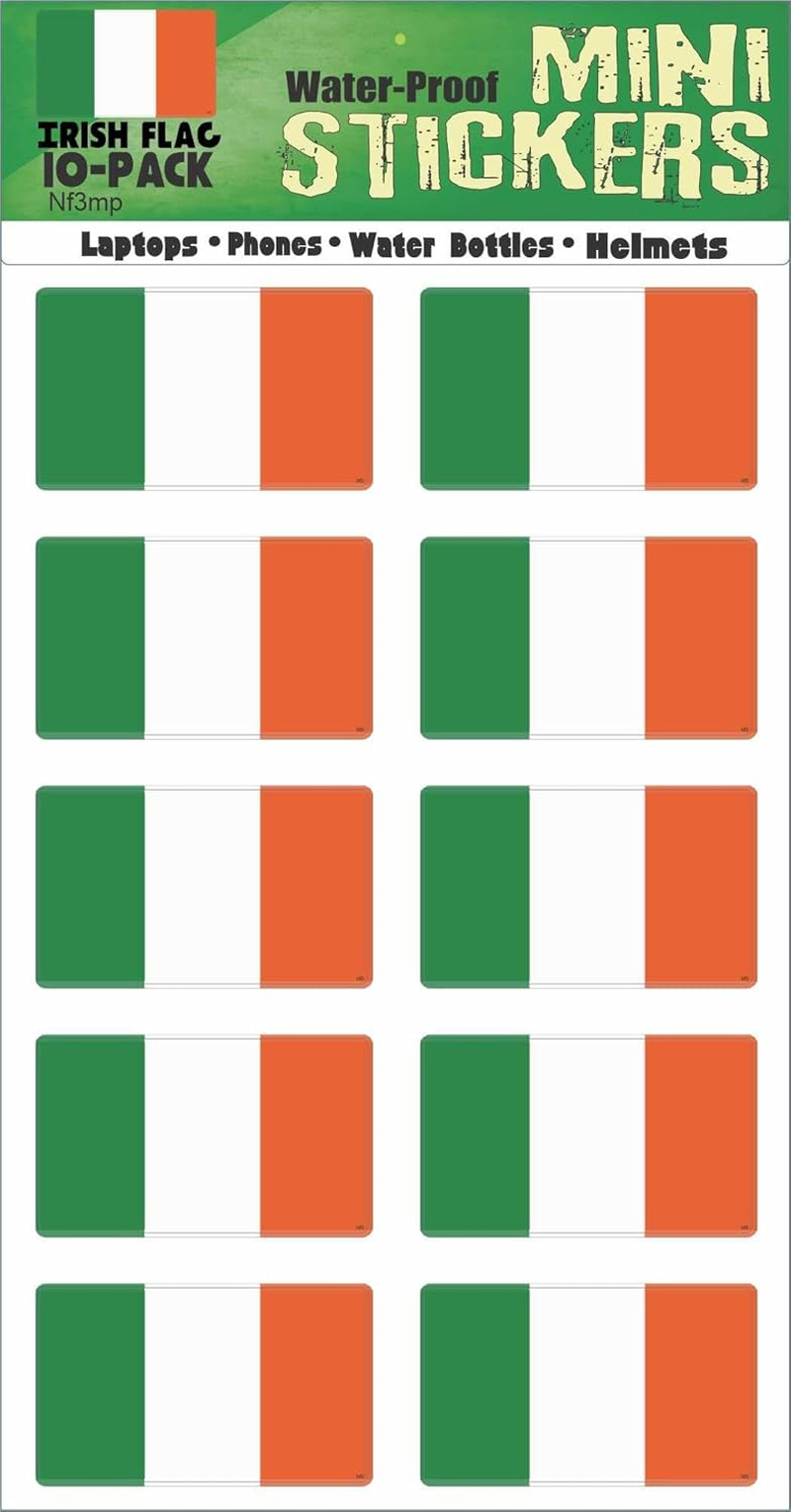 Gear Tatz - Ireland, Irish Flag - National Flag Phone Stickers - .8 X 1.5 Inches - Set of 10 - Professionally Made in the USA - Vinyl Decals (Vinyl, Minix1) image number 1