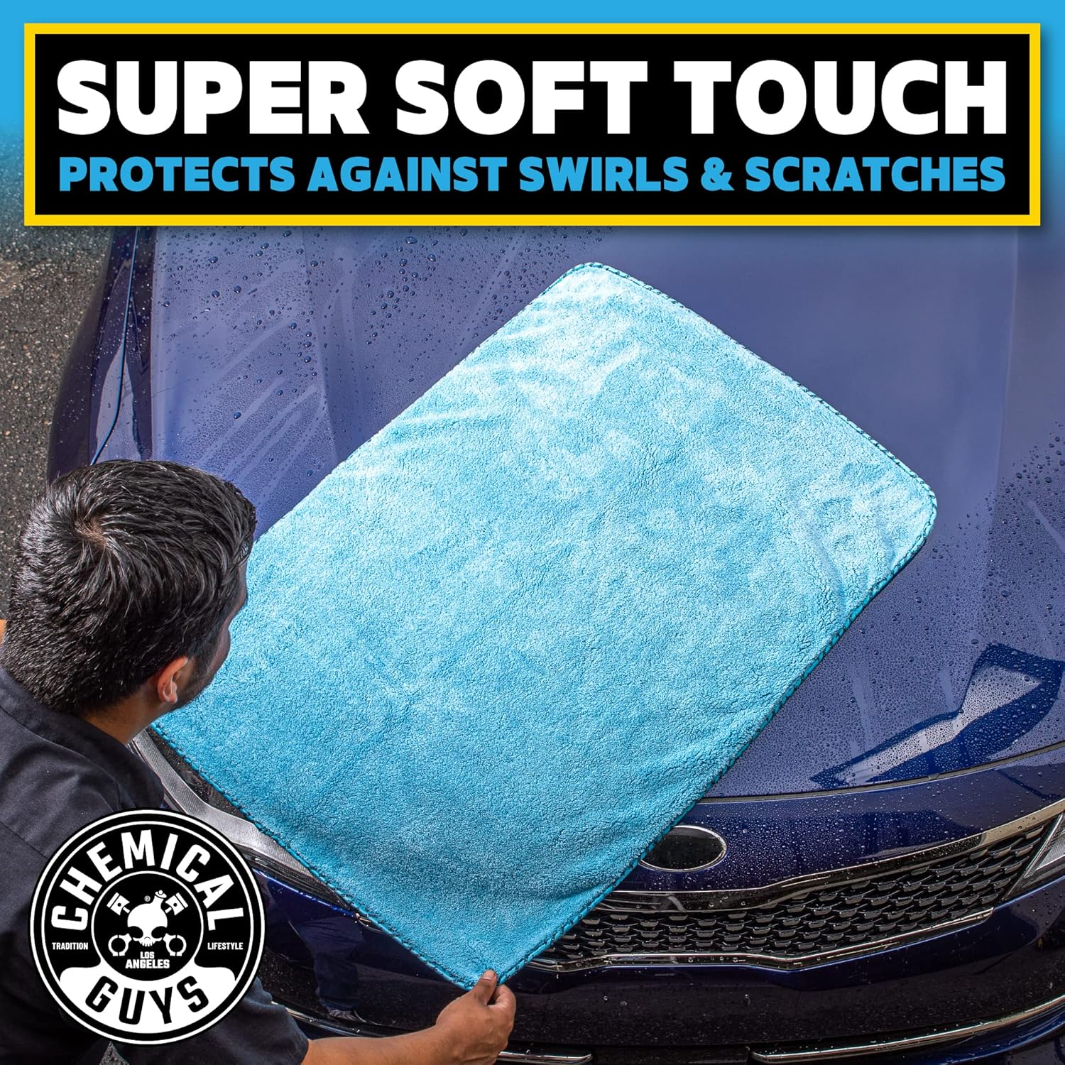 Chemical Guys Woolly Mammoth Microfiber Dryer Towel (36" X 25") Cars,Trucks, Suvs, Rvs, Home, Pets, Messes, Blue image number 2