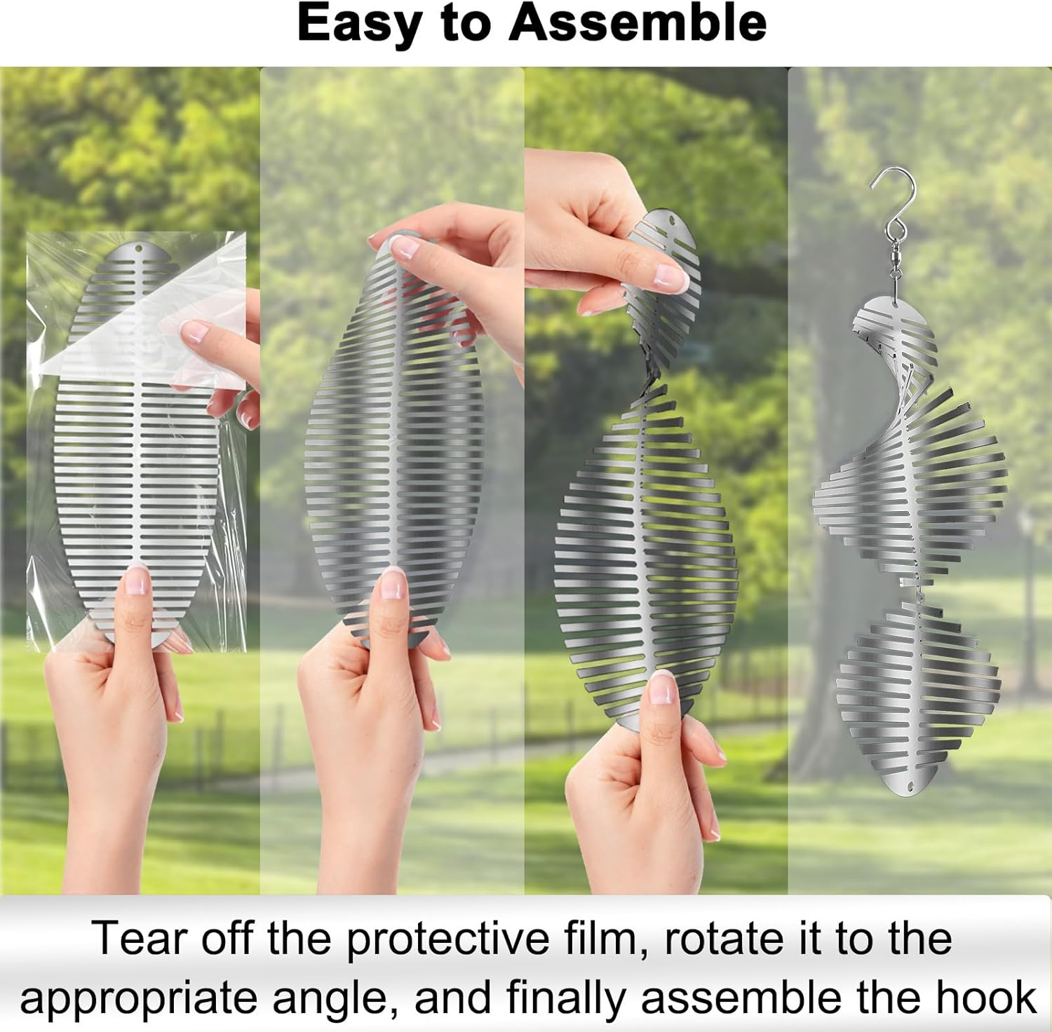 Bird Deterrents for outside Patio, Bird Scare Devices Set Highly Reflective 3D Wind Spinners Outdoor Garden Decor, Bird Reflectors to Keep Birds Away Window Roof Yard Orchards Deck 9 Discs 3 Pcs image number 4