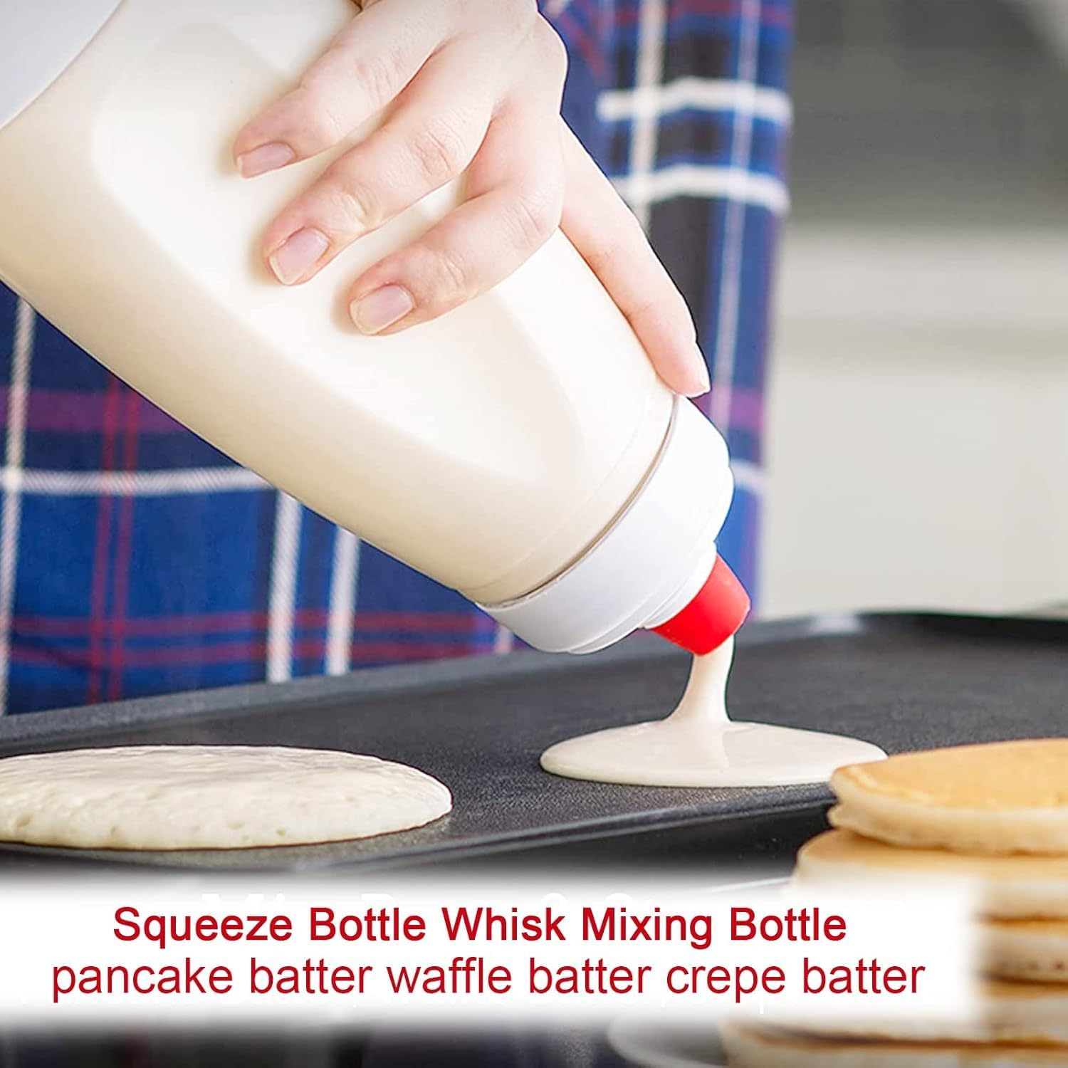 RROAD Hand Batter Dispenser Pancake Batter Mix Bottle Bottle Dispenser, for Cupcake Pancake Crepe Batter, Practical Home Kitchen Tools image number 3