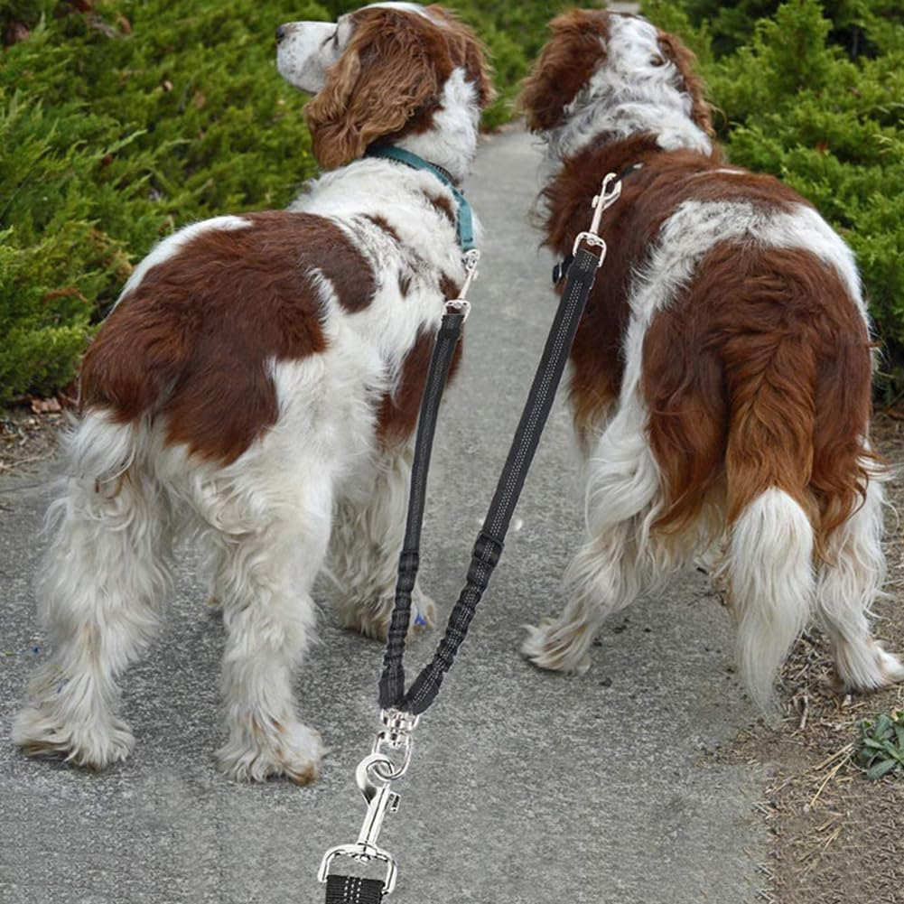 Dual Dog Leash 360 Swivel Rotation Bungee Stretch Reflective for Medium Large image number 6