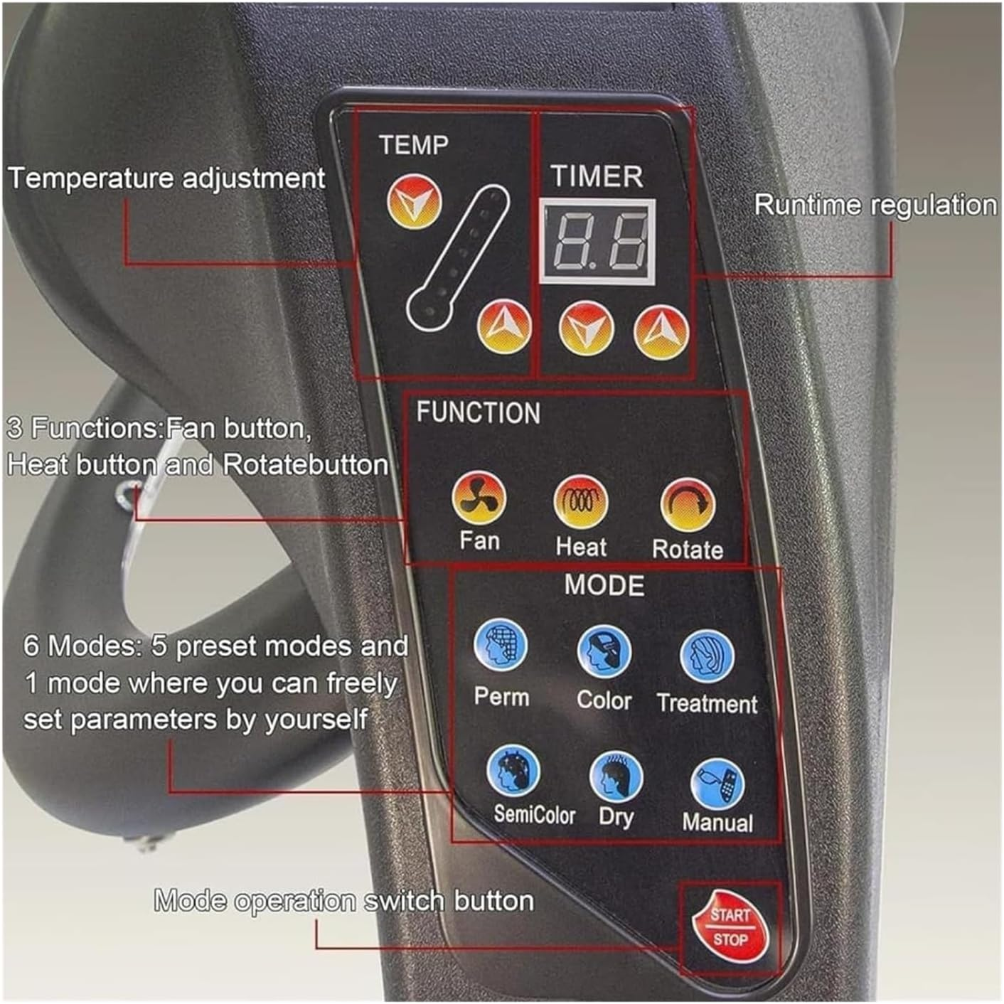 Professional Wall Infrared Hair Dryer for Permanent Hair, Hair Color Processor with Spray, No Damage, image number 6