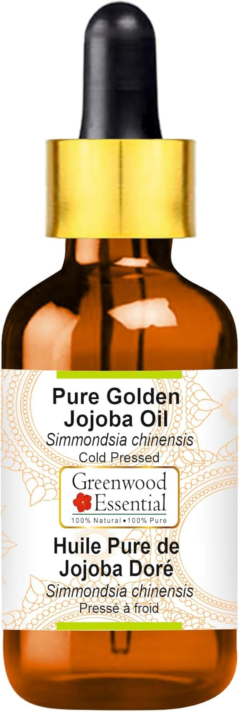 Greenwood Essential Pure Golden Jojoba Oil (Simmondsia Chinensis) with Glass Dropper 100% Natural Therapeutic Grade for Hair and Care 10Ml (0.33 Oz) image number 2
