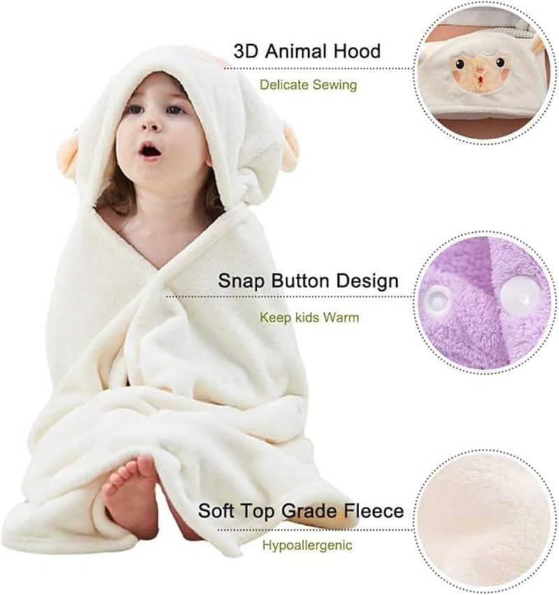 Baby Hooded Bath Towel, Velvet Bath Towels Bathrobe Premium Natural Microfiber Ultra Soft Super Absorbent, Rabbit Design, Newborn Essential- Gift
