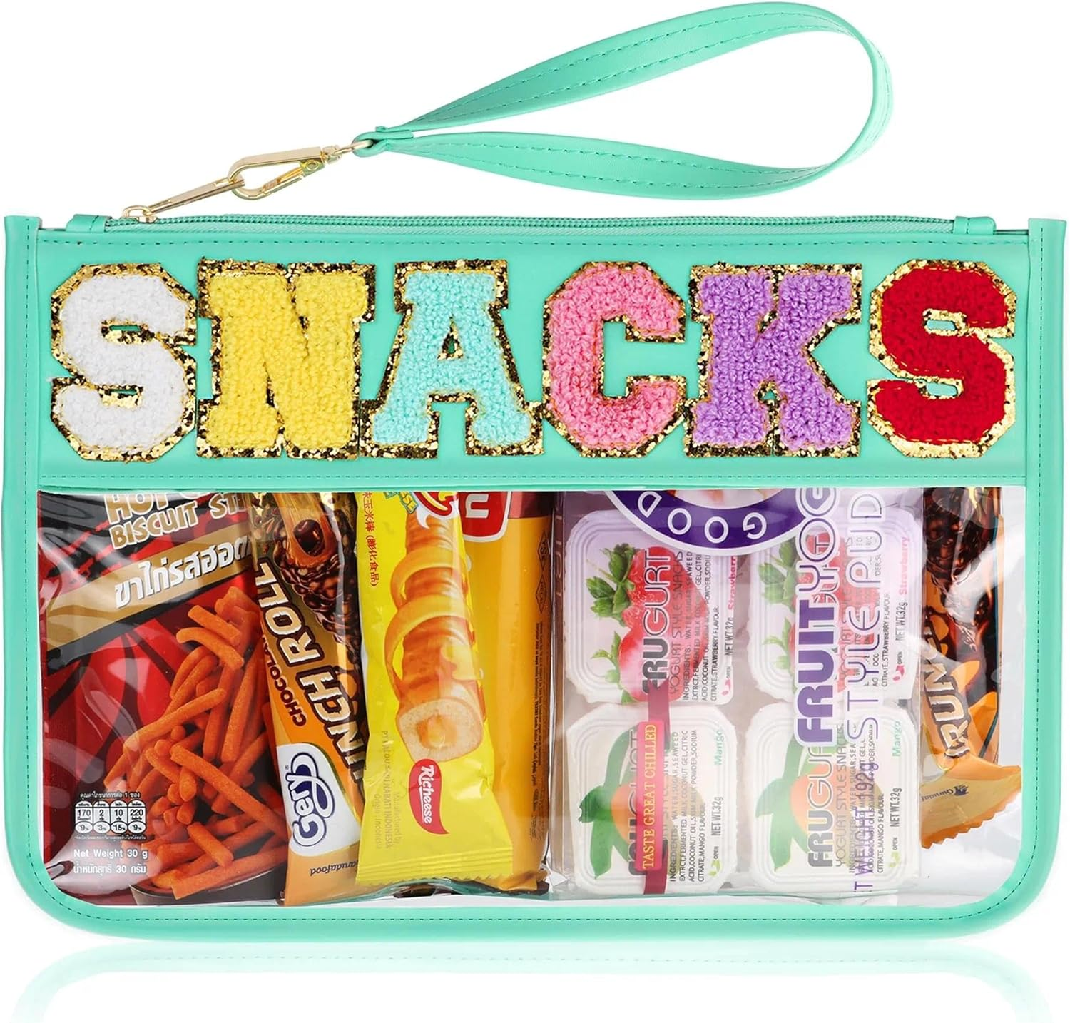 Waterproof Cosmetic Pouch Travel Pouch, Large Capacity Preppy Style Bag with Carry Strap, Multi-Purpose Clear Tote Bag in Green, Suitable for Women &ndash; Unron