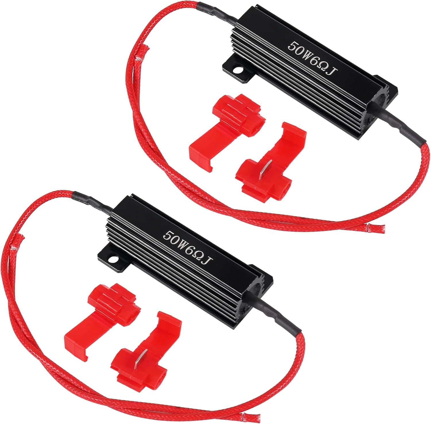 4Pcs 50W 6Ohm Load Resistor Turn Signal Blink LED Fix Fast Flash Error Code Flickering Automotive Replacement Resistors for LED Lights Indicator Controllers Bulb Headlights Tail Light License Plate