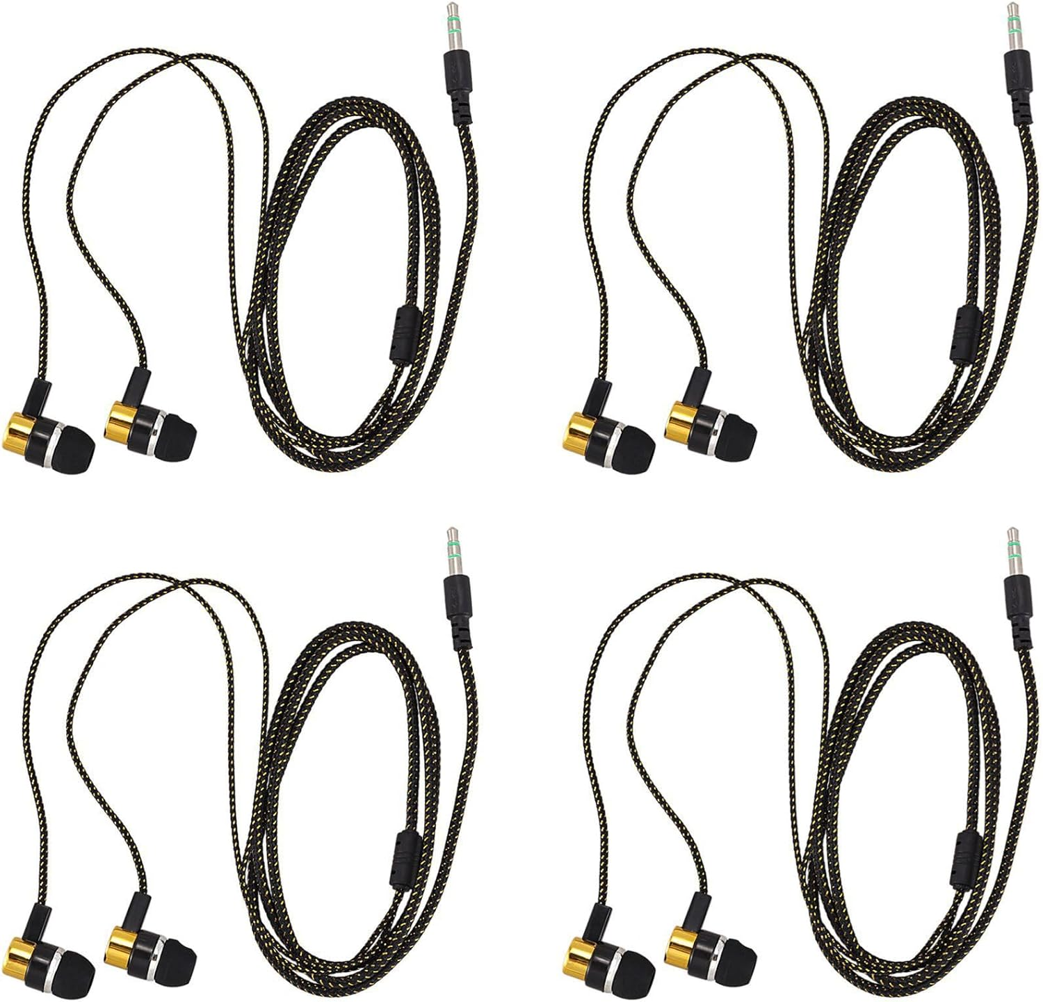 Kaifucy 4Pcs 1.1M Reflective Fiber Cloth Line Noise Isolating Stereo In-Ear Earphone Headphones with 3.5 Mm Jack Standard Golden image number 1